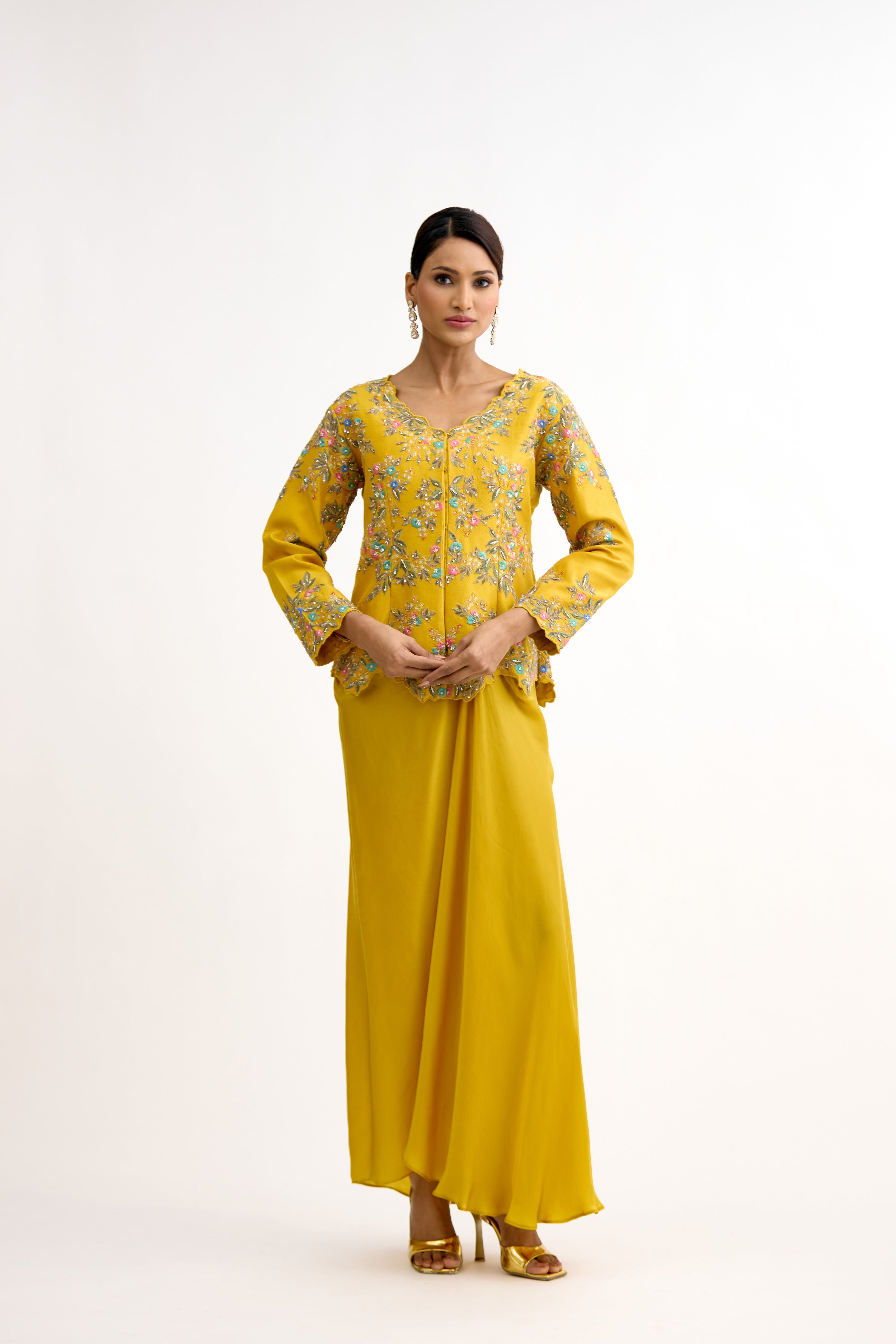 Rajsi Dabka Moti Silk Indo Western