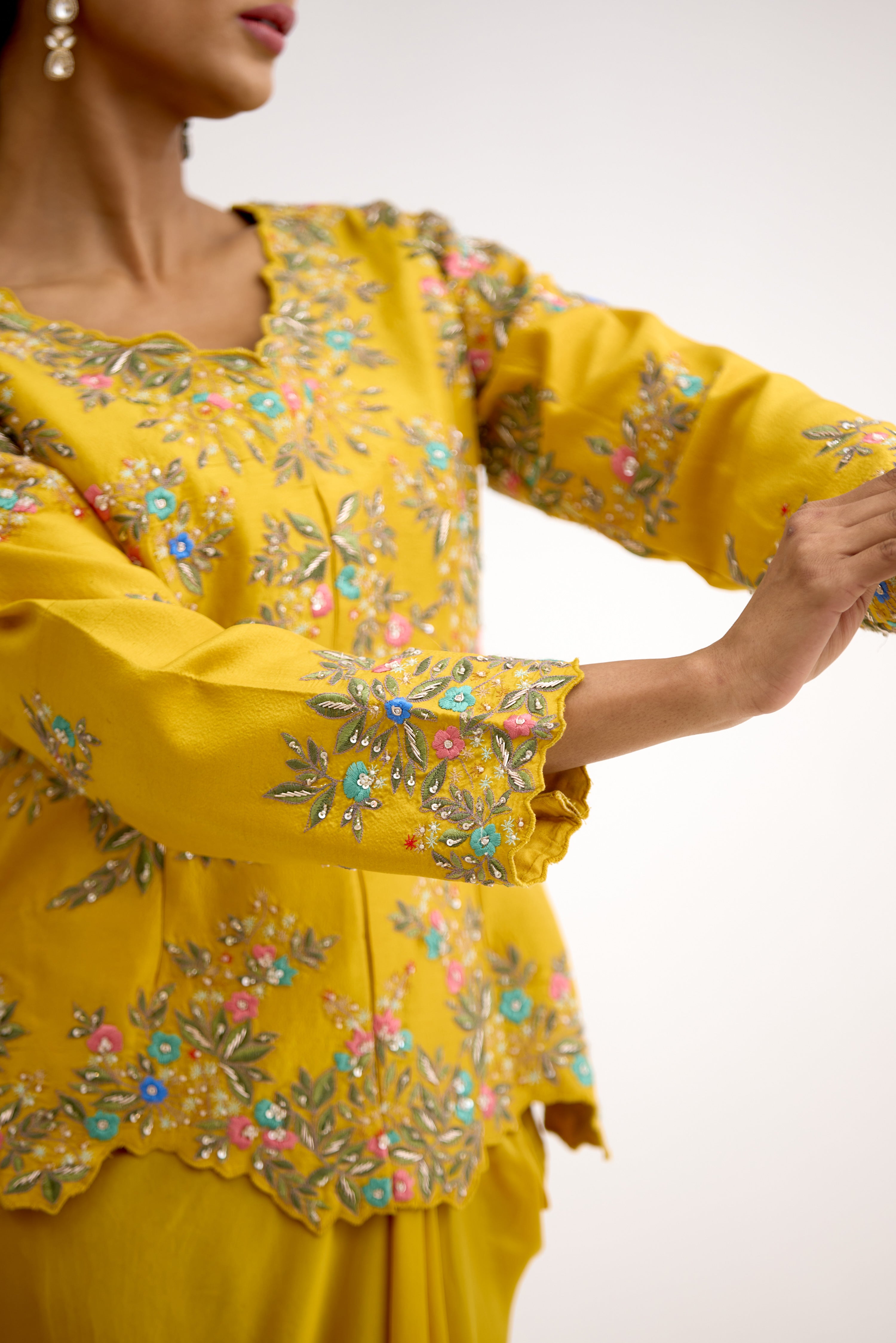 Rajsi Dabka Moti Silk Indo Western