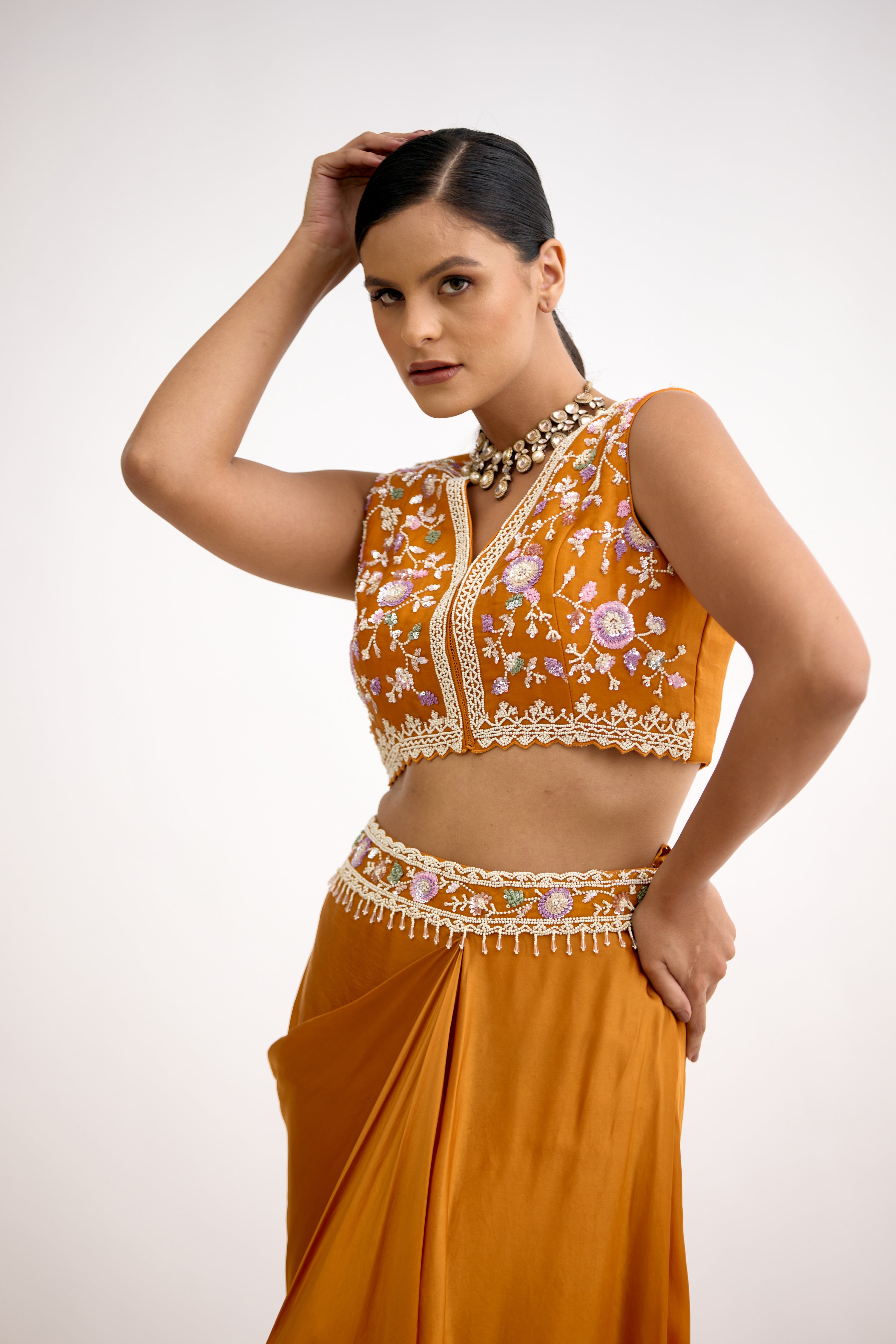 Saanjh Shimmer Indo Western With Cape Set