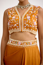 Saanjh Shimmer Indo Western With Cape Set
