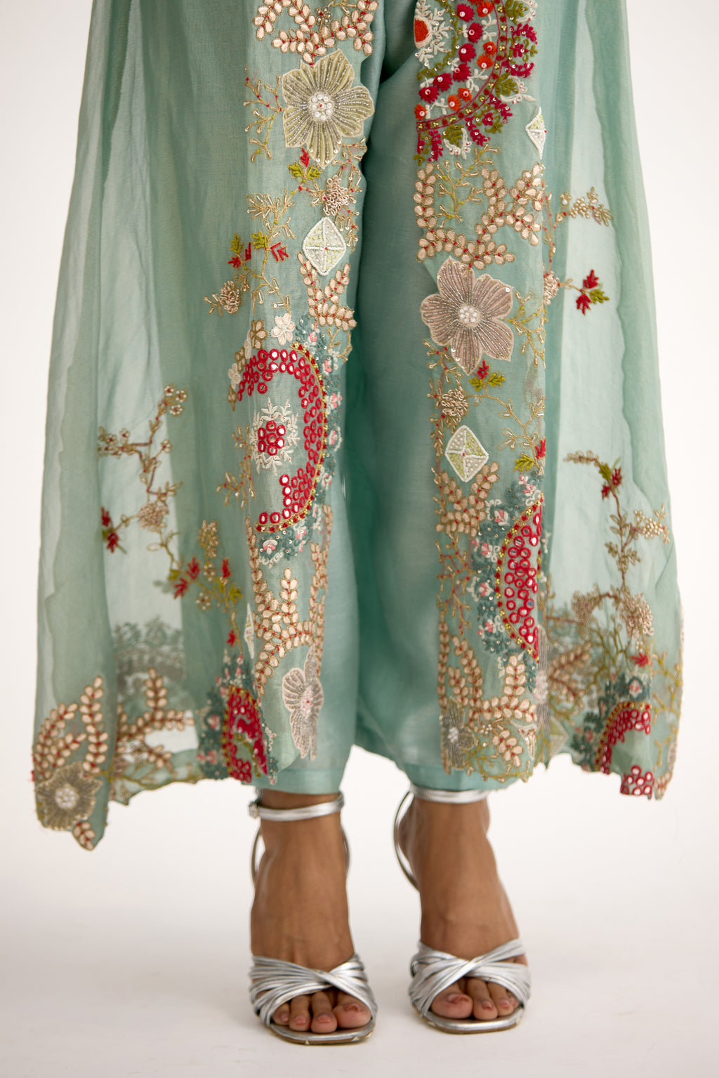 Aurora Beaded Satin Silk Indo Western With Cape Set