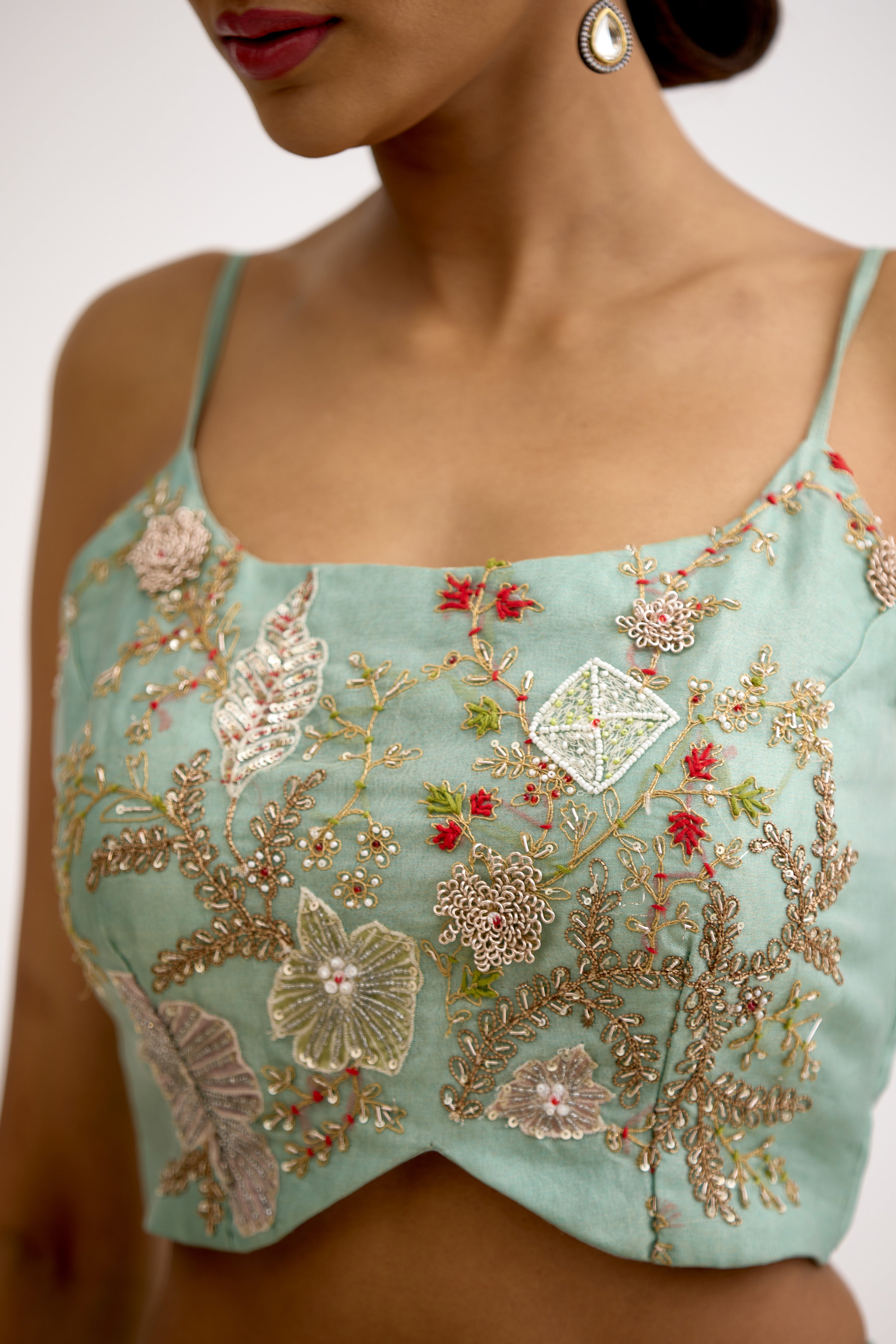 Aurora Beaded Satin Silk Indo Western With Cape Set