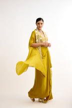 Noor-e-Organza Satin Silk Indo Western With Cape Set