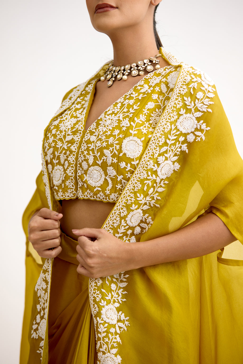 Noor-e-Organza Satin Silk Indo Western With Cape Set