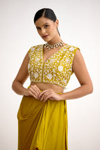 Noor-e-Organza Satin Silk Indo Western With Cape Set