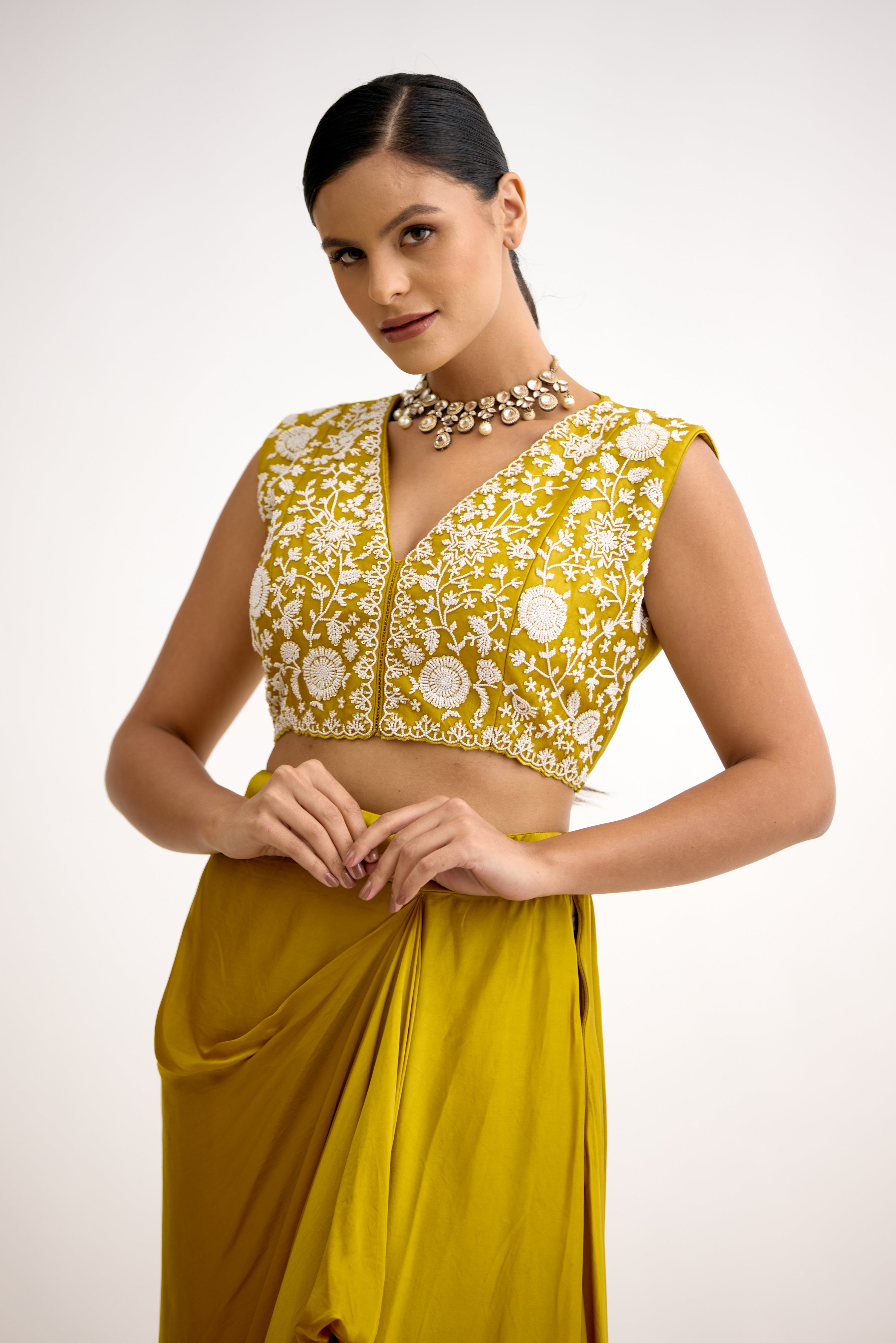 Noor-e-Organza Satin Silk Indo Western With Cape Set