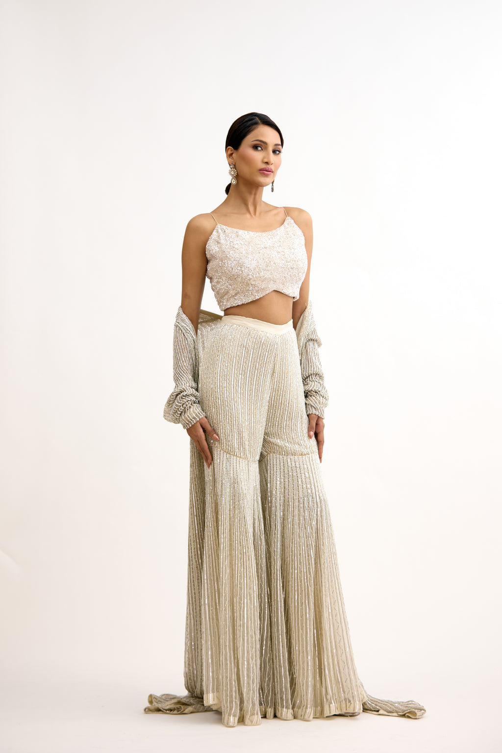 Rajkumari Aura Organza Indo Western With Cape Set