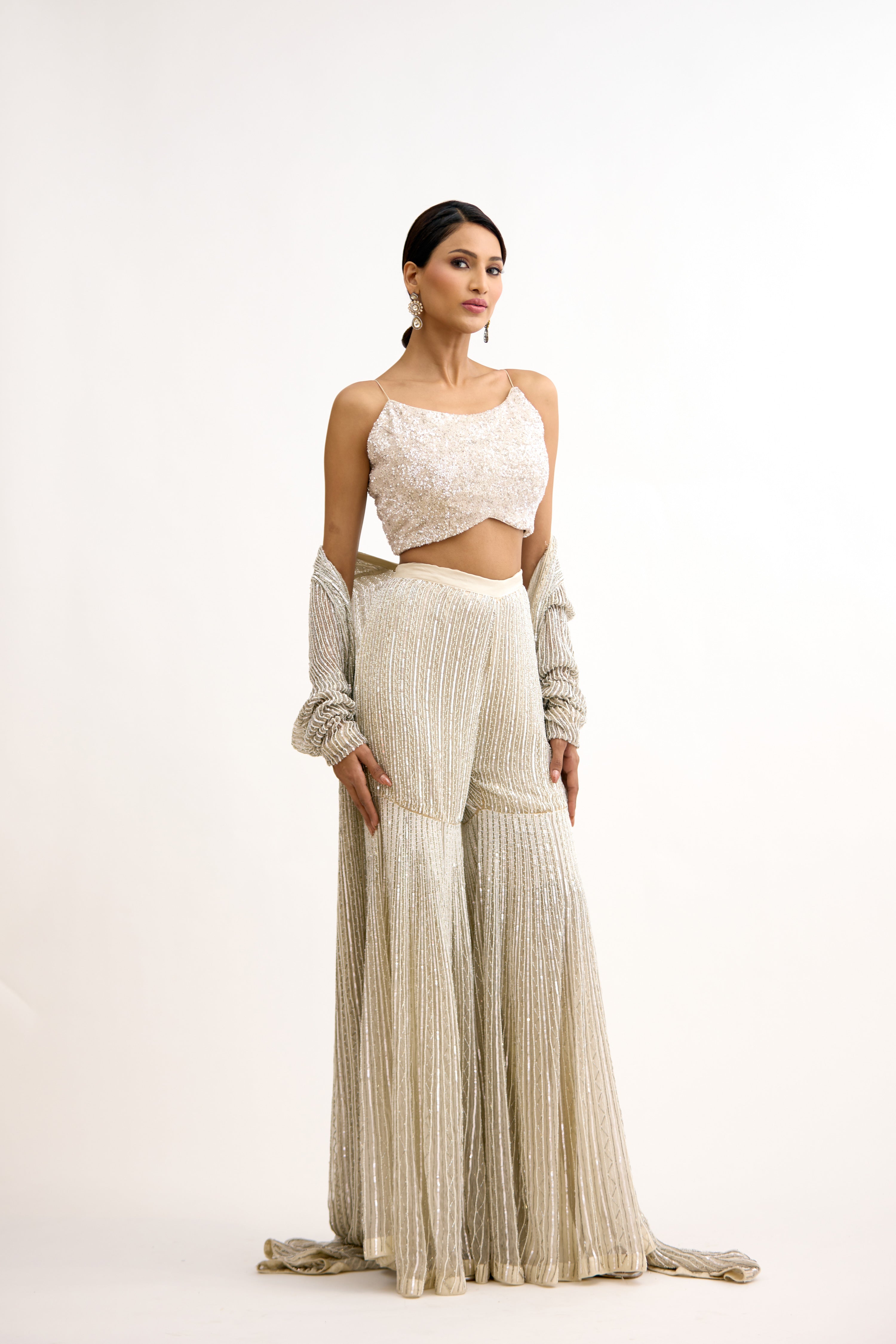 Rajkumari Aura Organza Indo Western With Cape Set