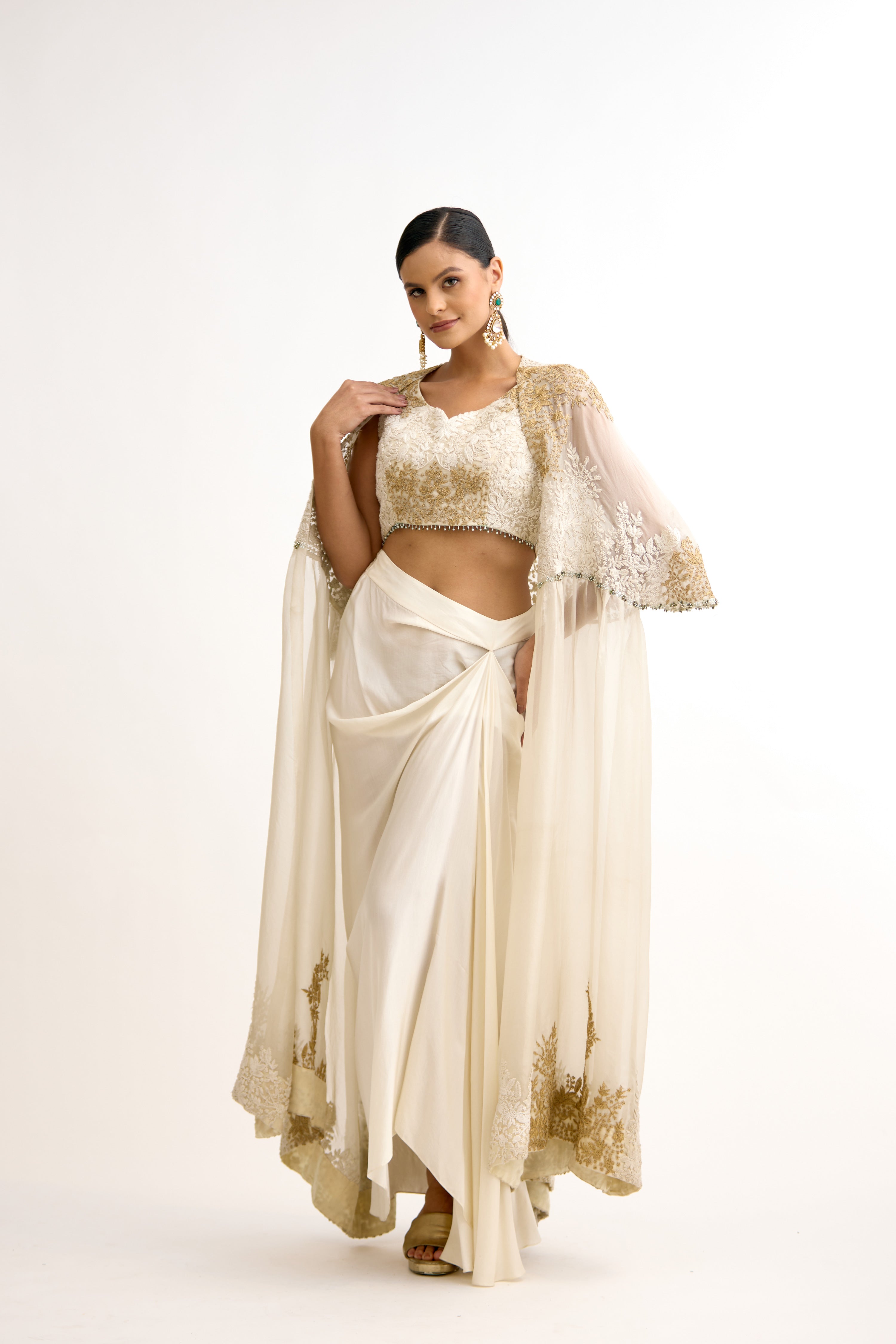 Rajwada Gold Thread Regal Indo Western With Cape Set