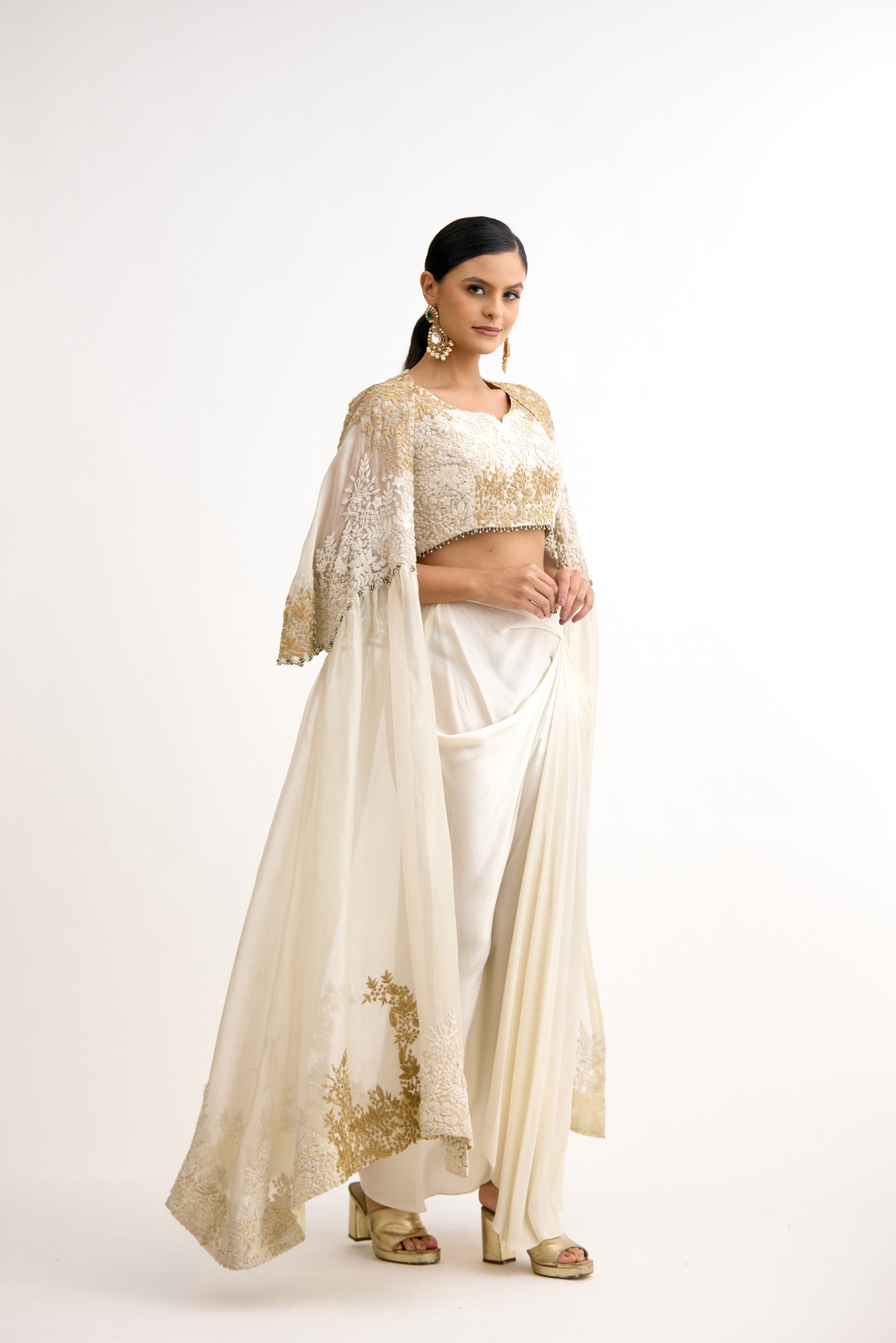 Rajwada Gold Thread Regal Indo Western With Cape Set