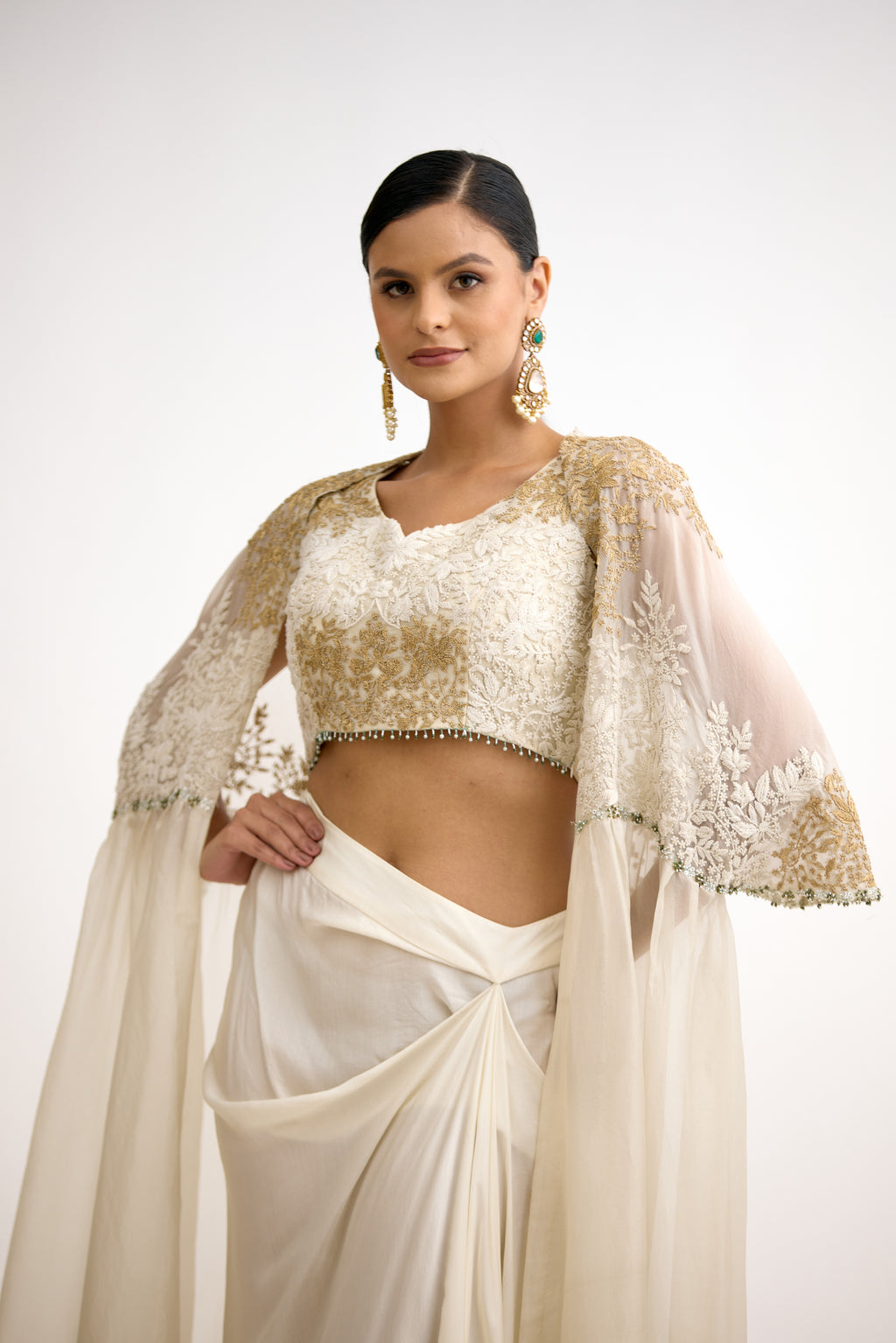 Rajwada Gold Thread Regal Indo Western With Cape Set