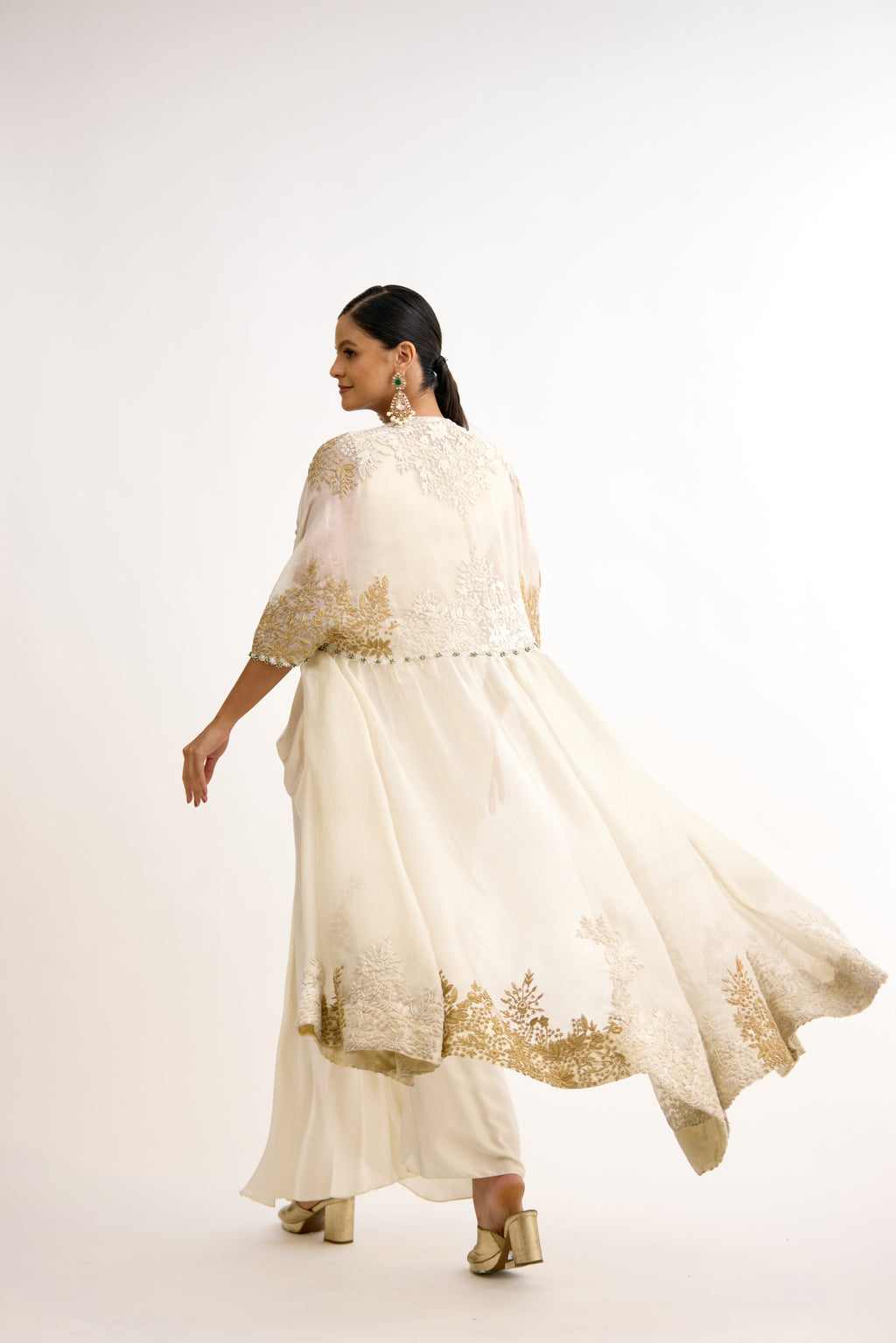 Begum Royale Cutdana Handcrafted Indo-Western With Cape Set