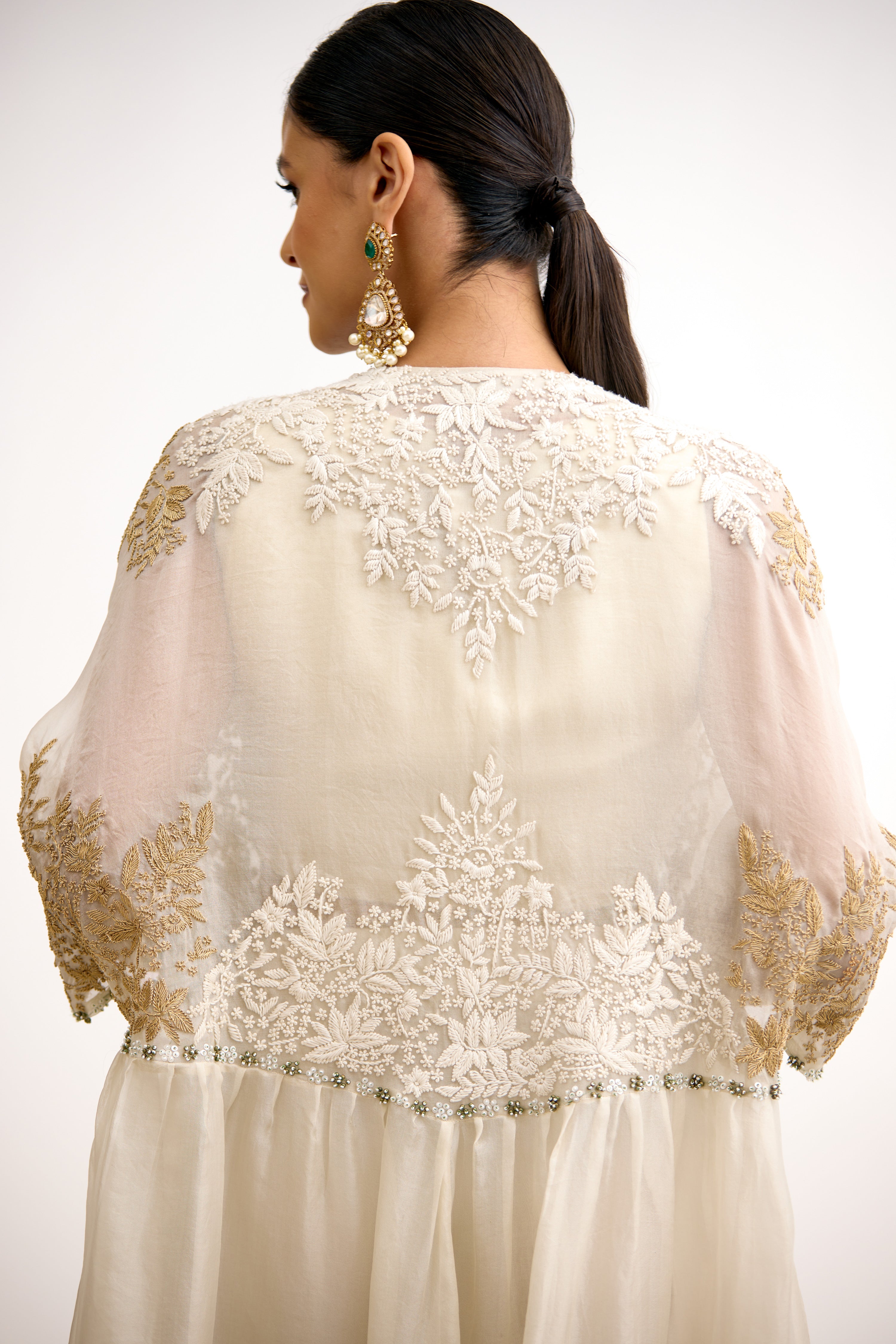 Begum Royale Cutdana Handcrafted Indo-Western With Cape Set