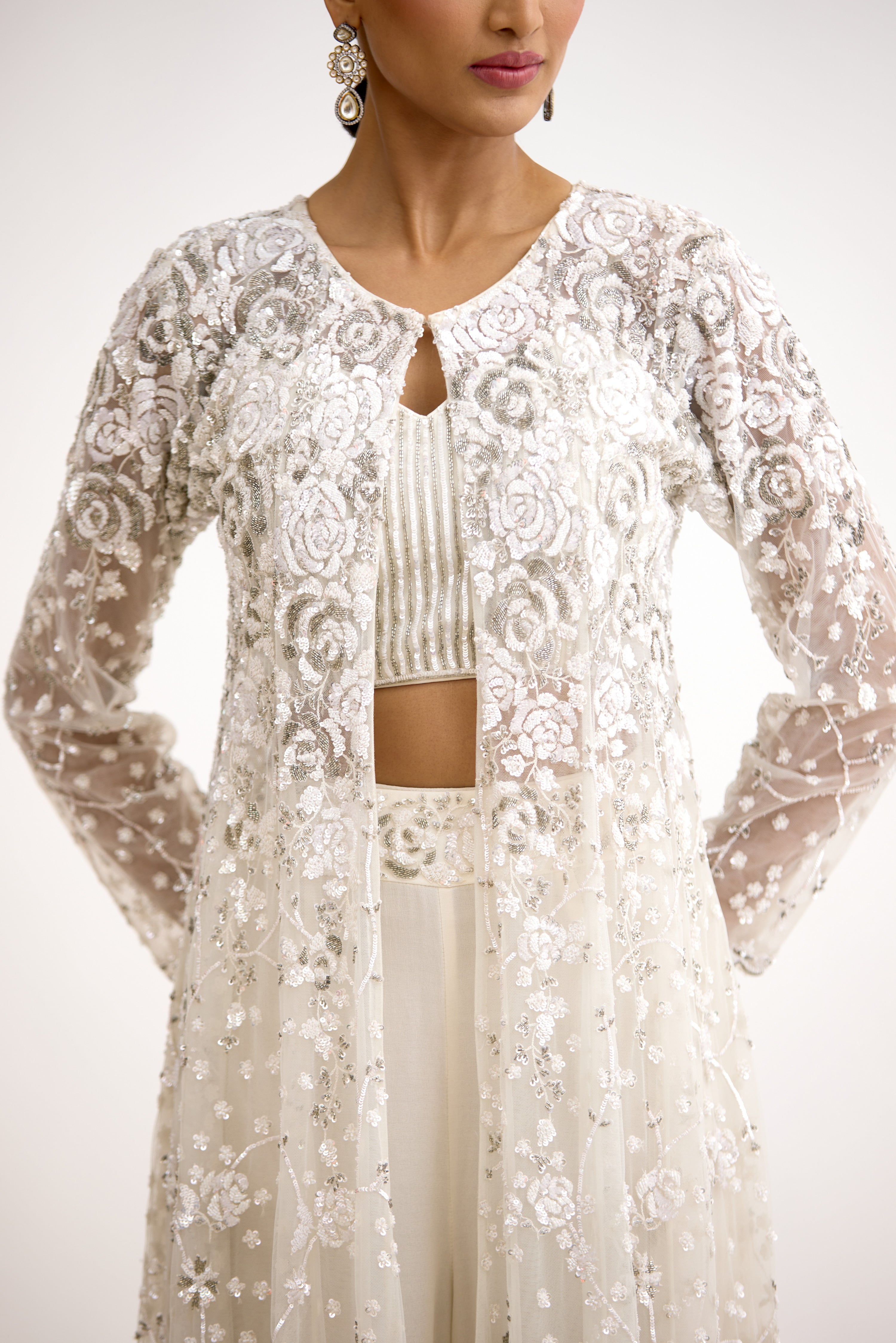 Begum Royale Cutdana Handcrafted Indo-Western With Cape Set