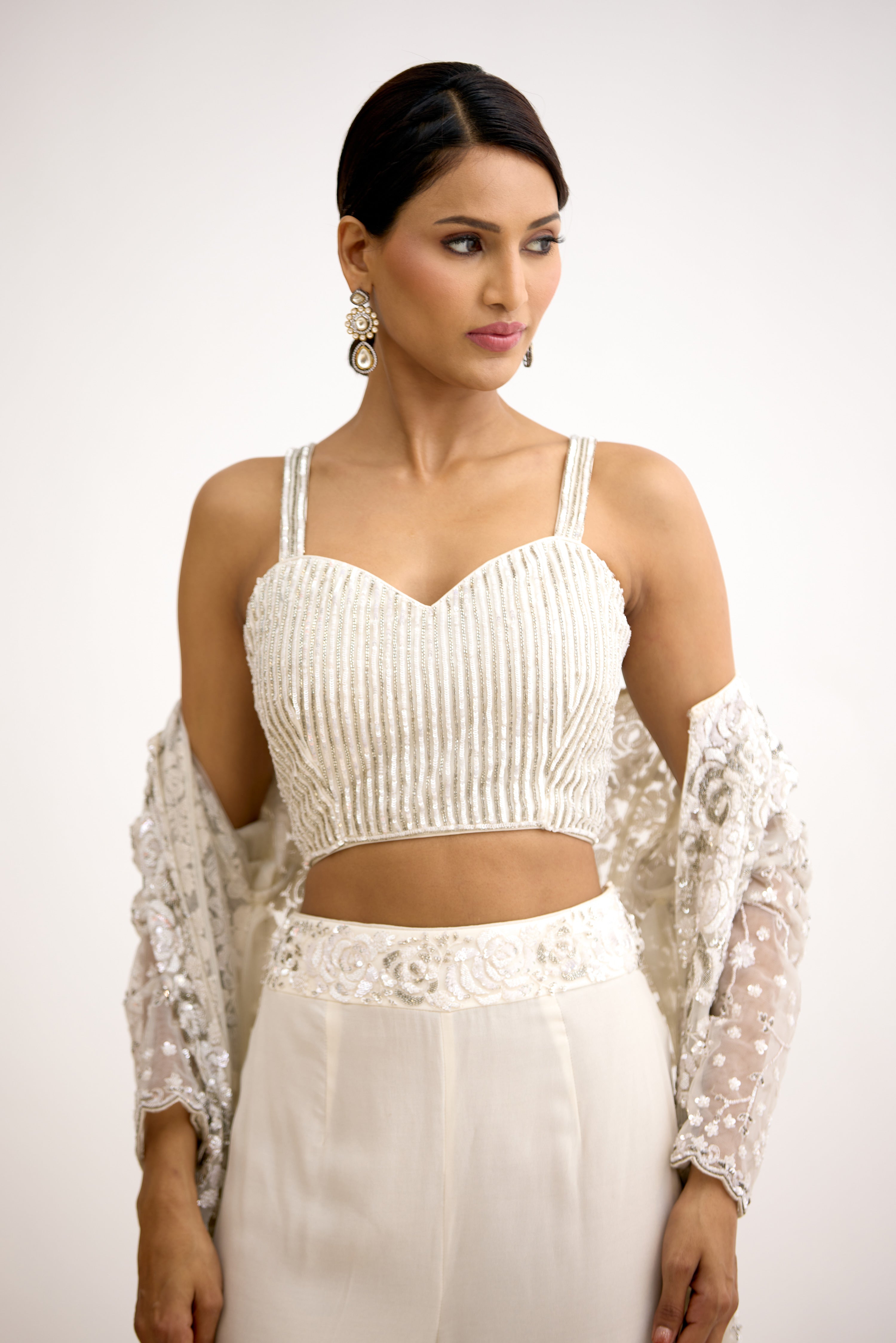 Begum Royale Cutdana Handcrafted Indo-Western With Cape Set