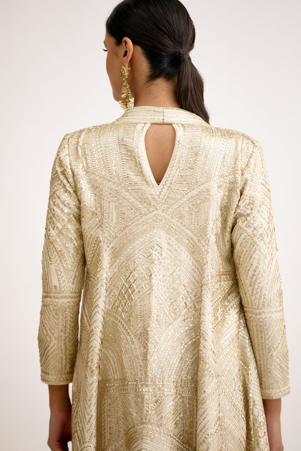 Nazaakat Cutdana & Sequins Handcrafted Indo Western With Cape Set