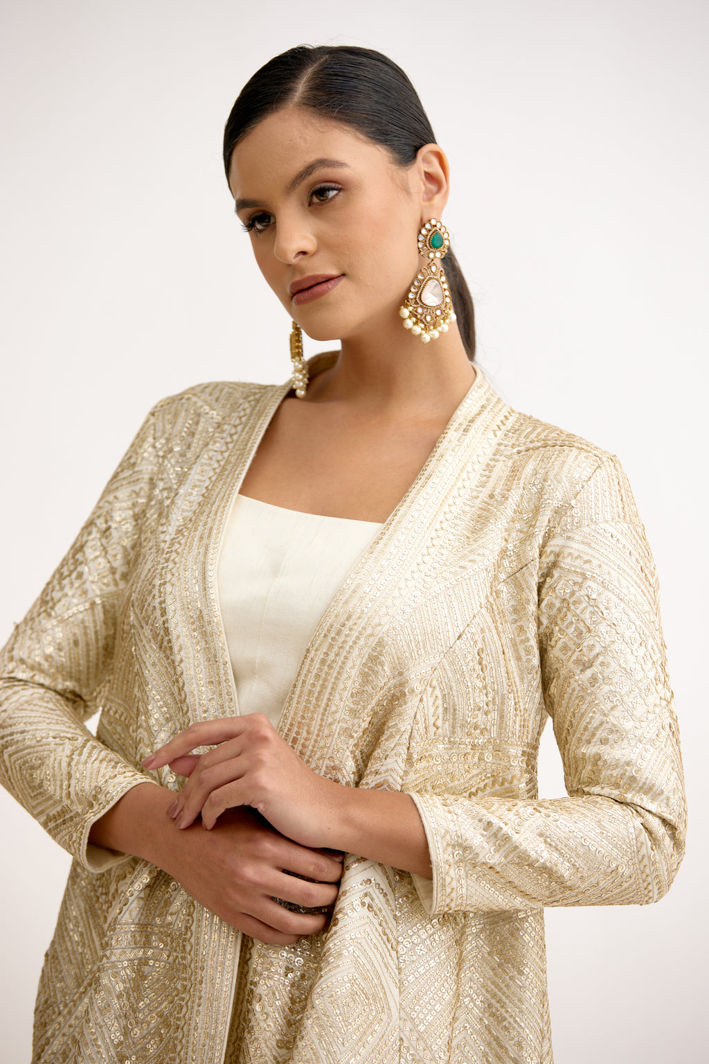 Nazaakat Cutdana & Sequins Handcrafted Indo Western With Cape Set