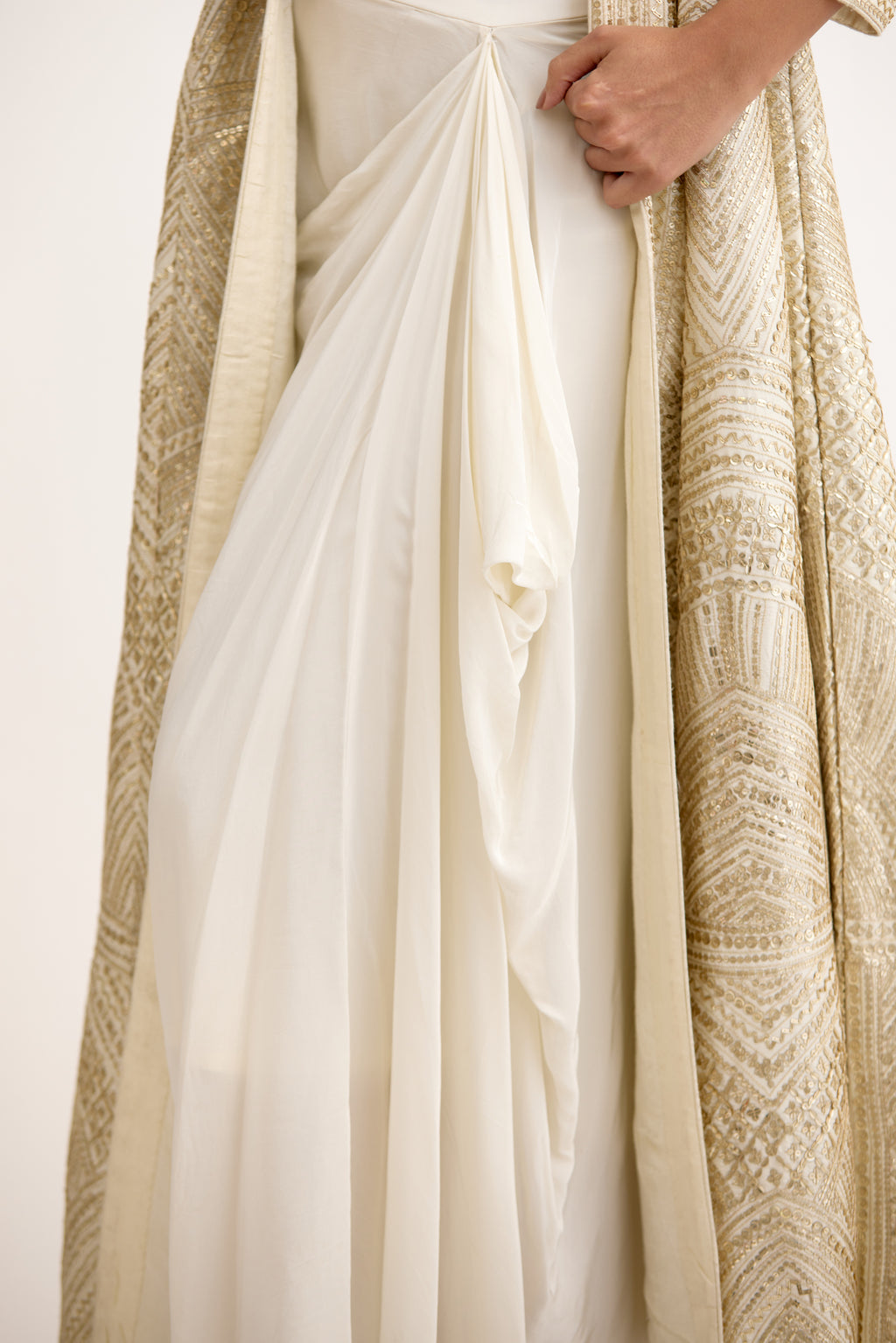 Nazaakat Cutdana & Sequins Handcrafted Indo Western With Cape Set