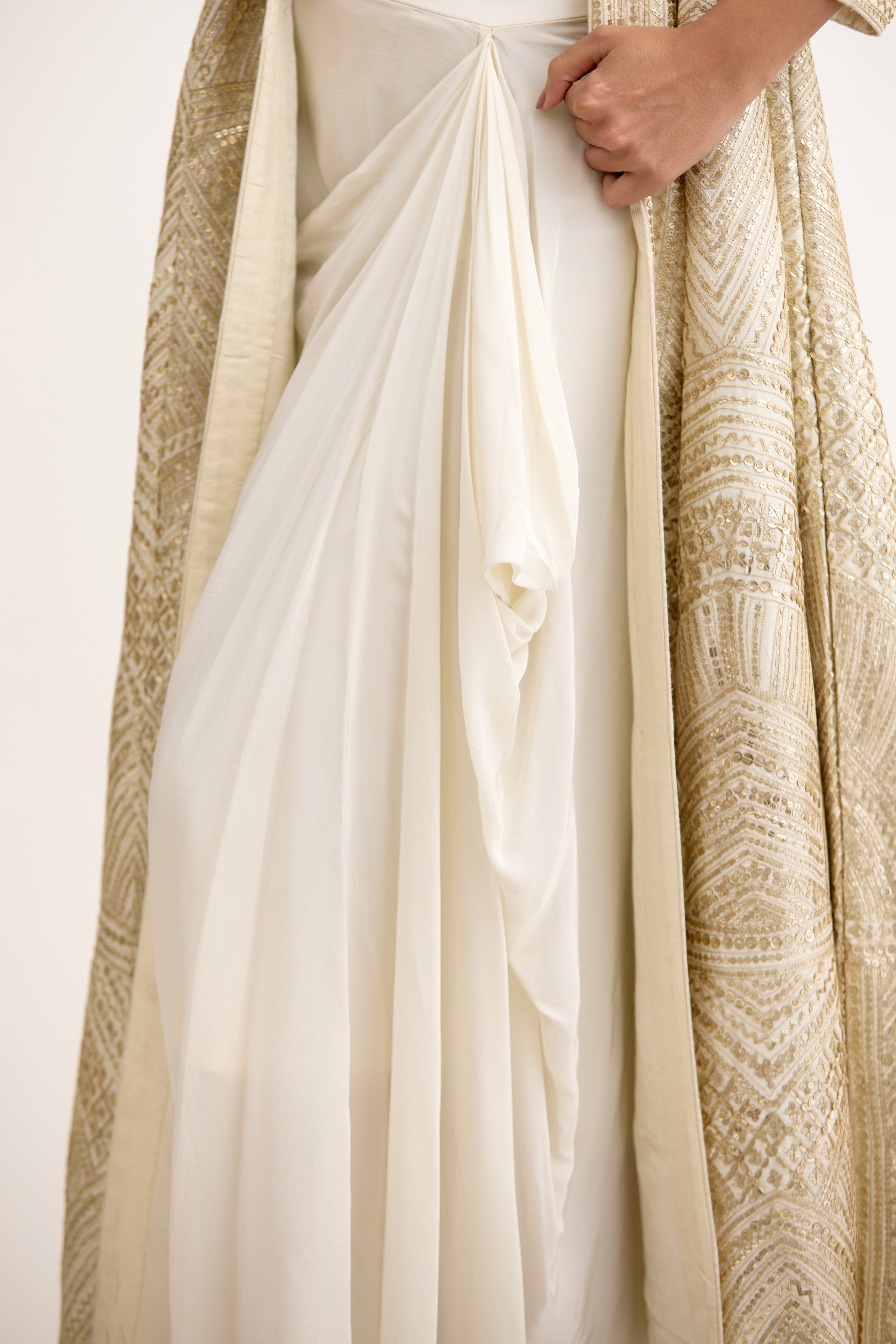 Nazaakat Cutdana & Sequins Handcrafted Indo Western With Cape Set