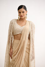 Noorani Sparkle Cutdana Cape Style Saree Set