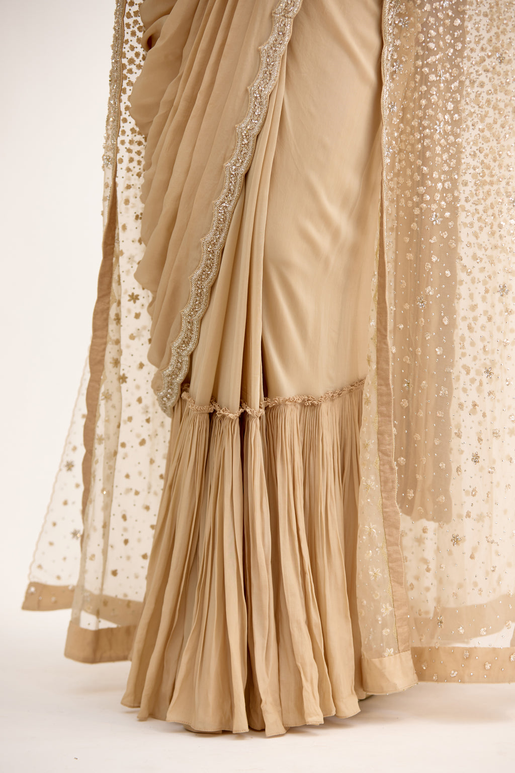 Noorani Sparkle Cutdana Cape Style Saree Set