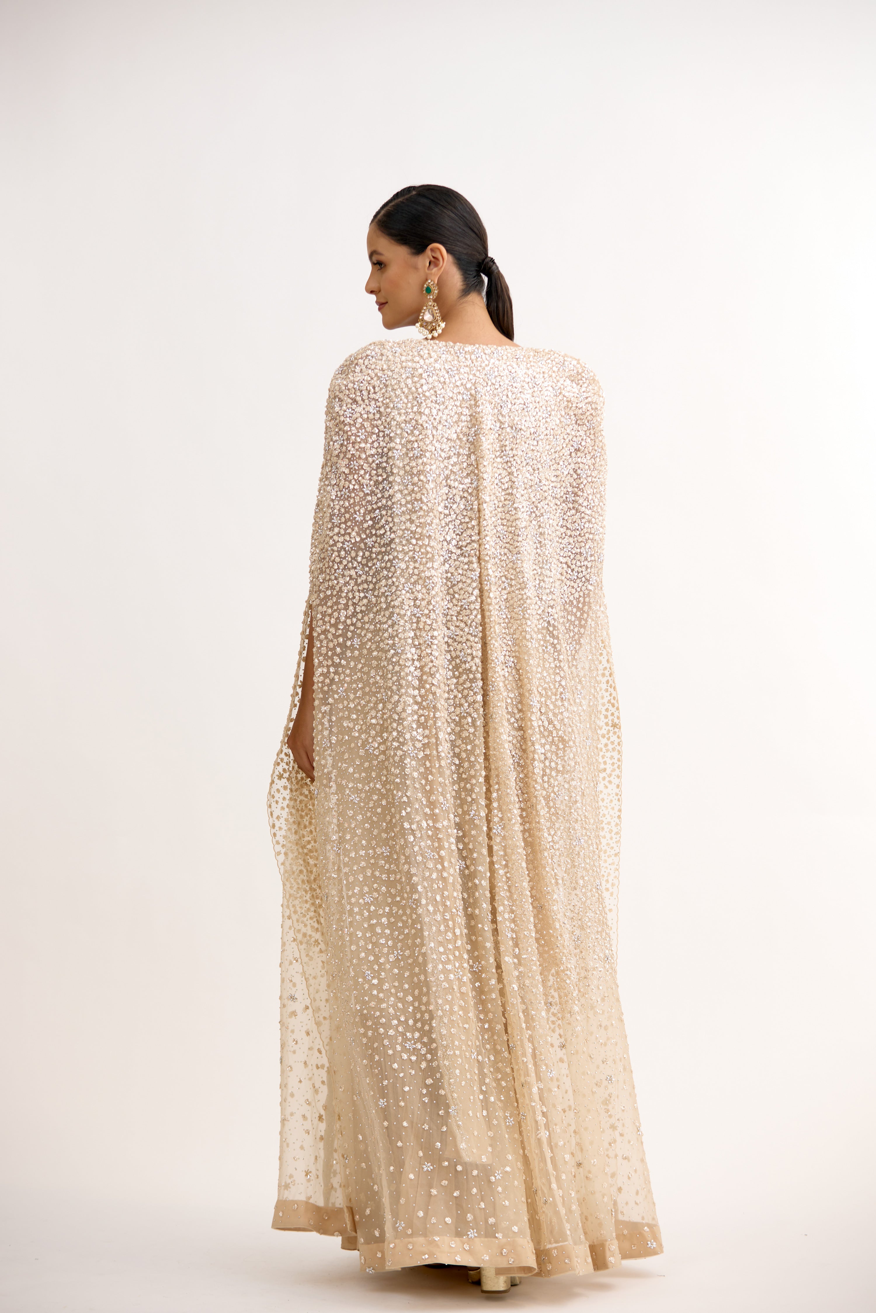 Noorani Sparkle Cutdana Cape Style Saree Set