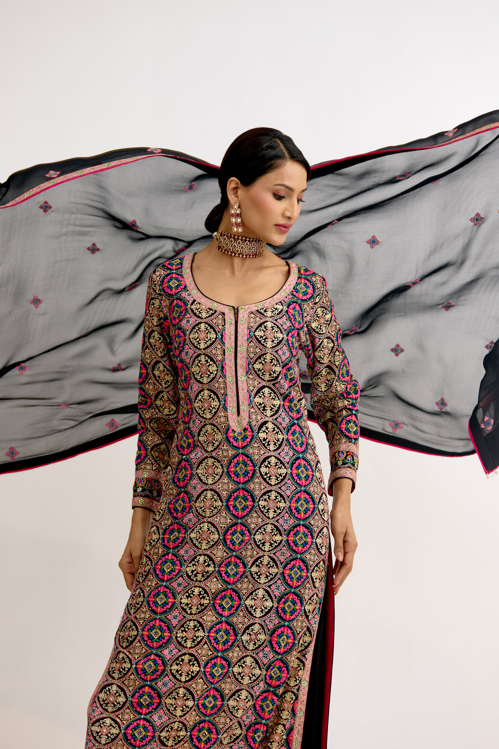 Ziva Crystal Zari Suit Set
