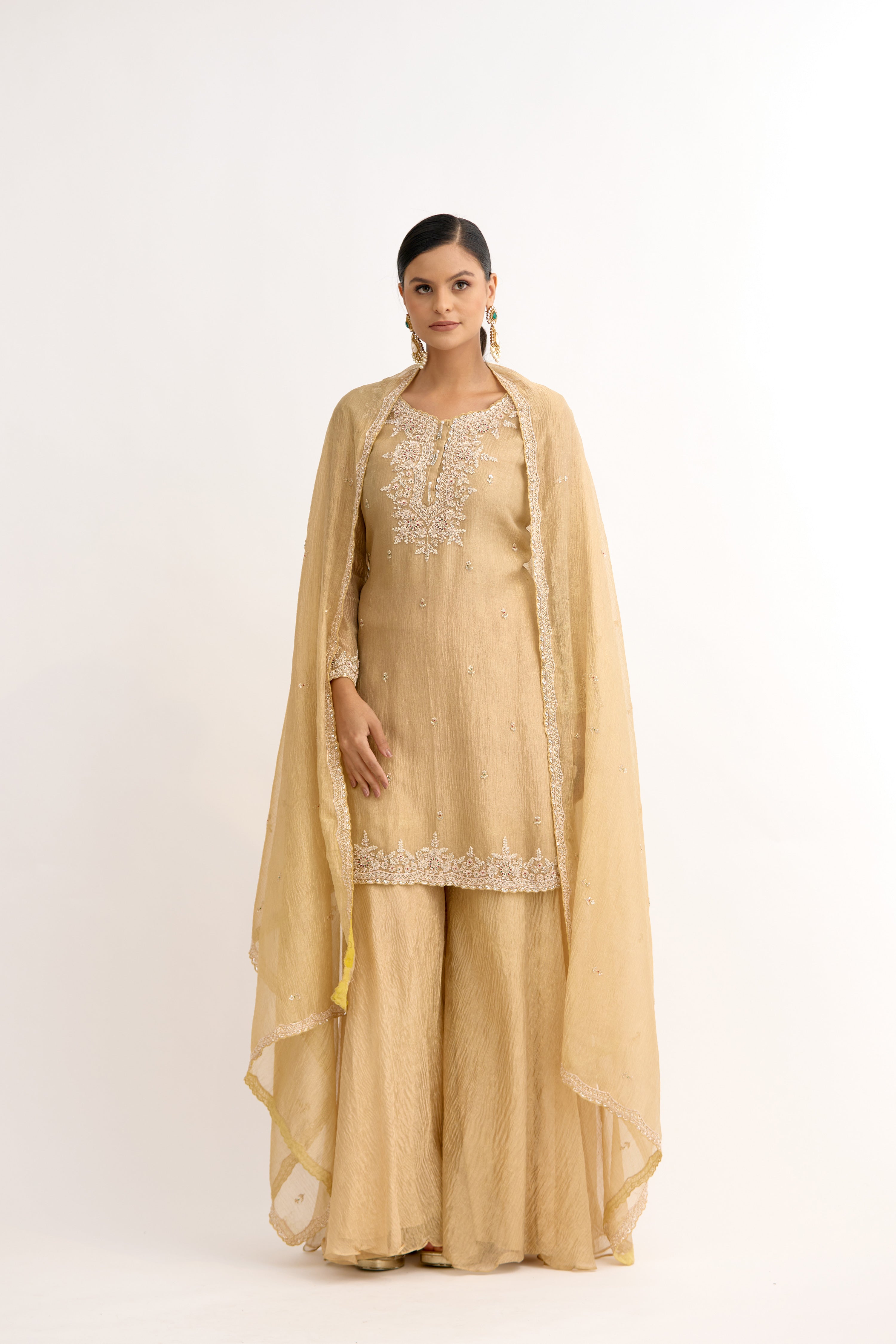 Aarzoo-e-Zar Tissue Sharara Suit Set