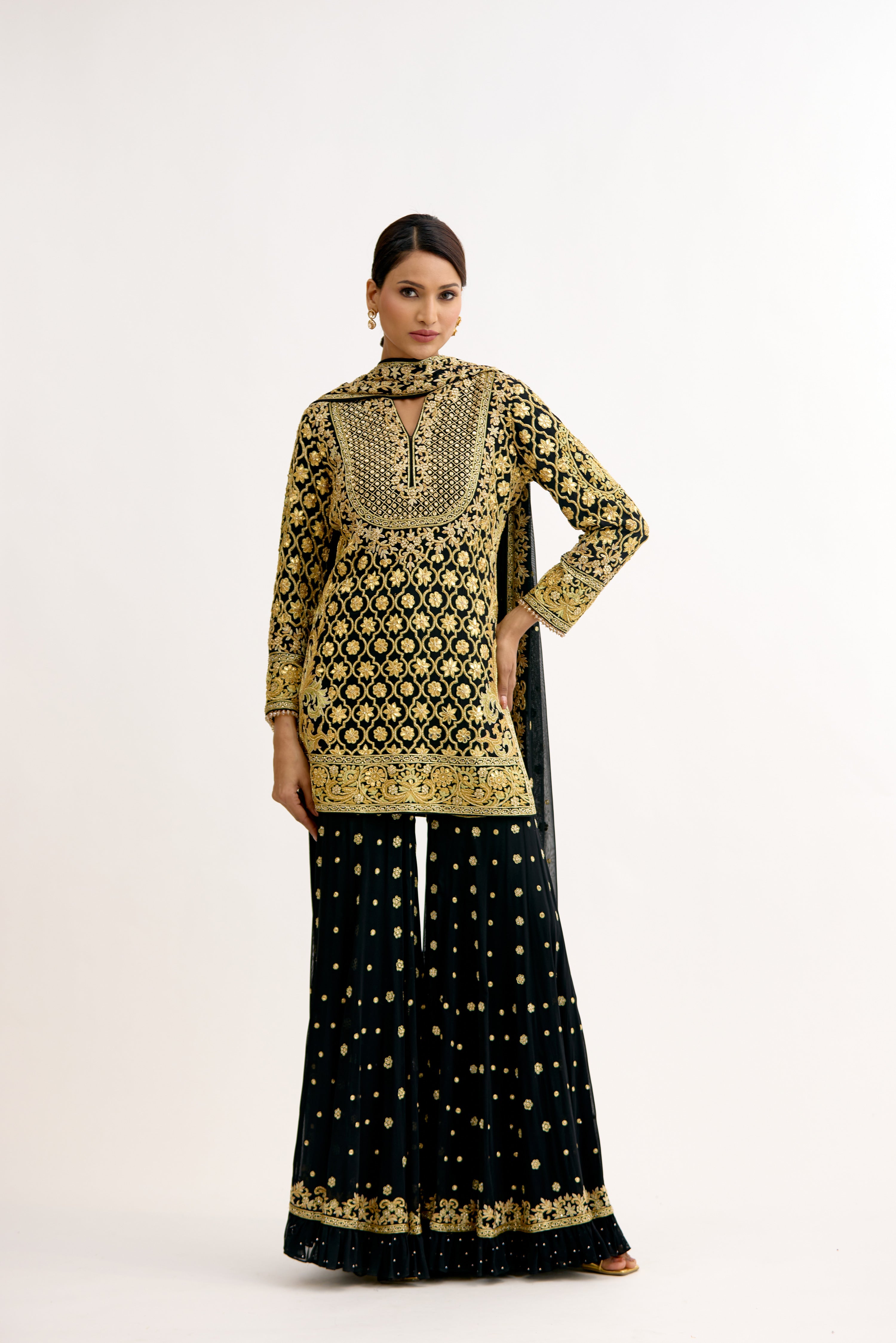 Shahi Zareen Frill Sharara Suit Set