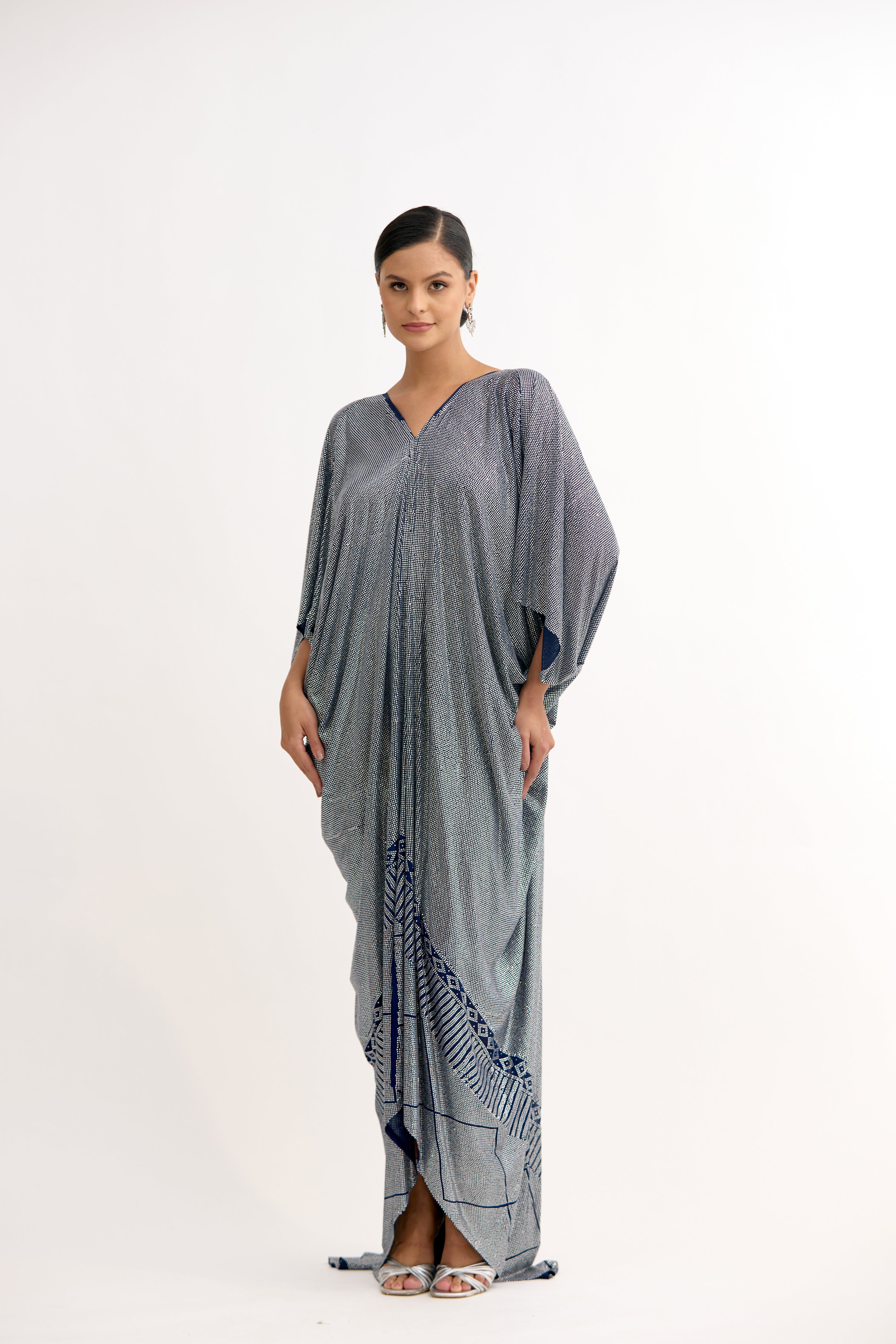 Evara Royale Crystal Cowl Dress