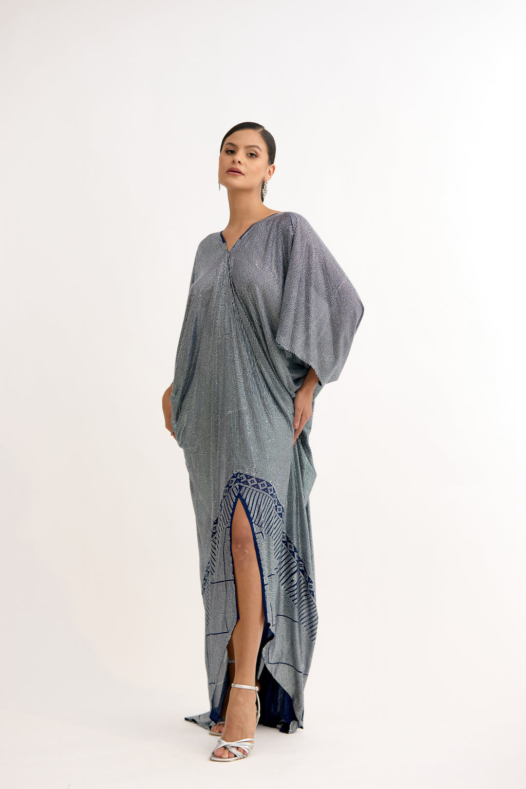 Evara Royale Crystal Cowl Dress