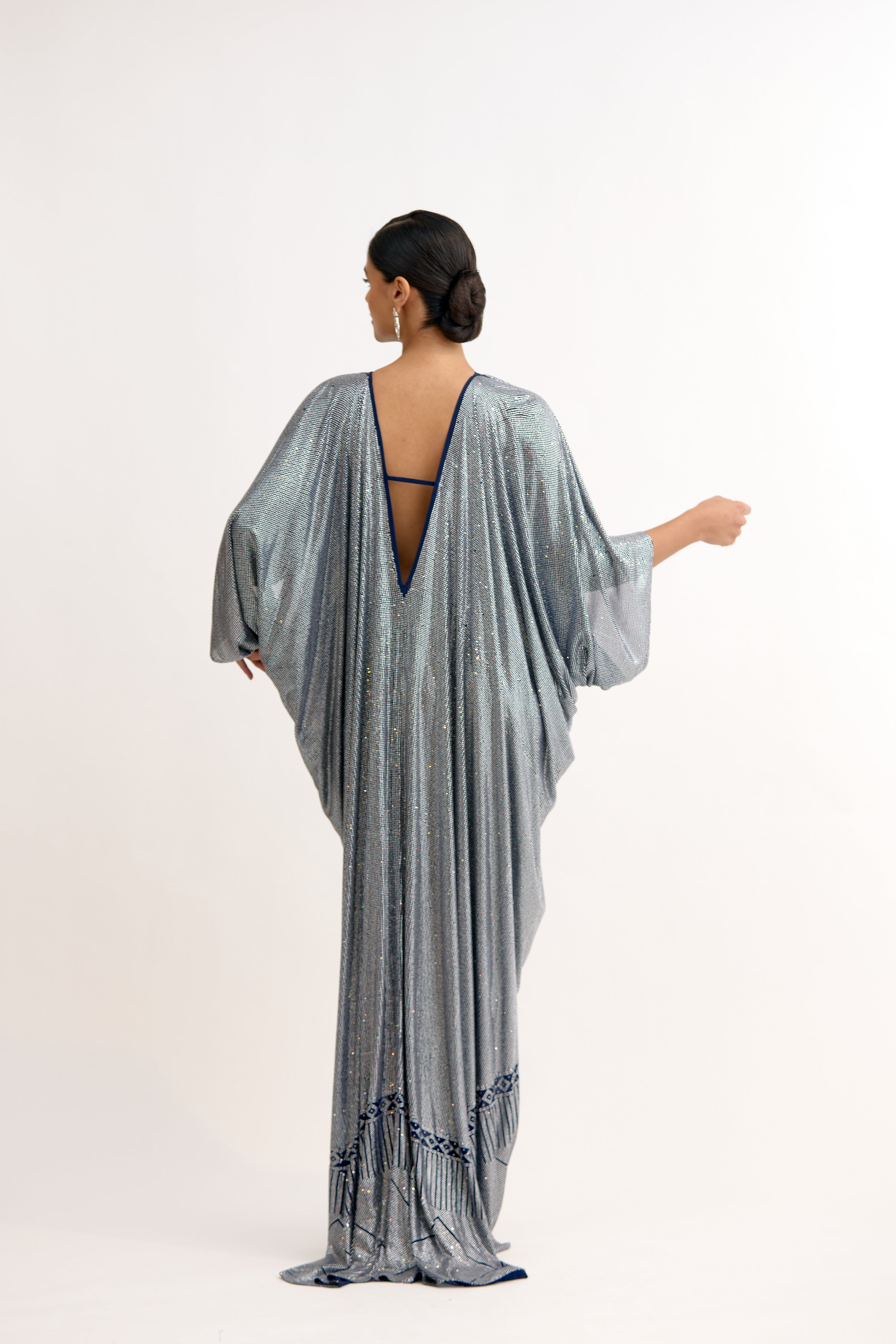 Evara Royale Crystal Cowl Dress