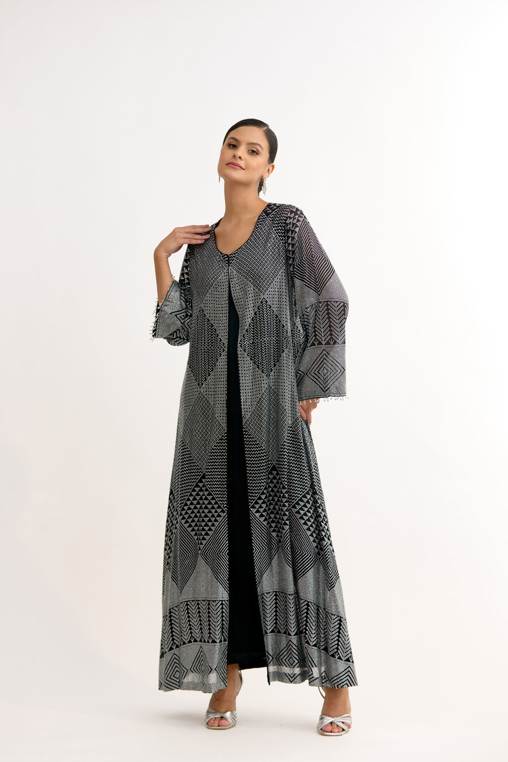 Crystal Mirage Tassel Cape Dress