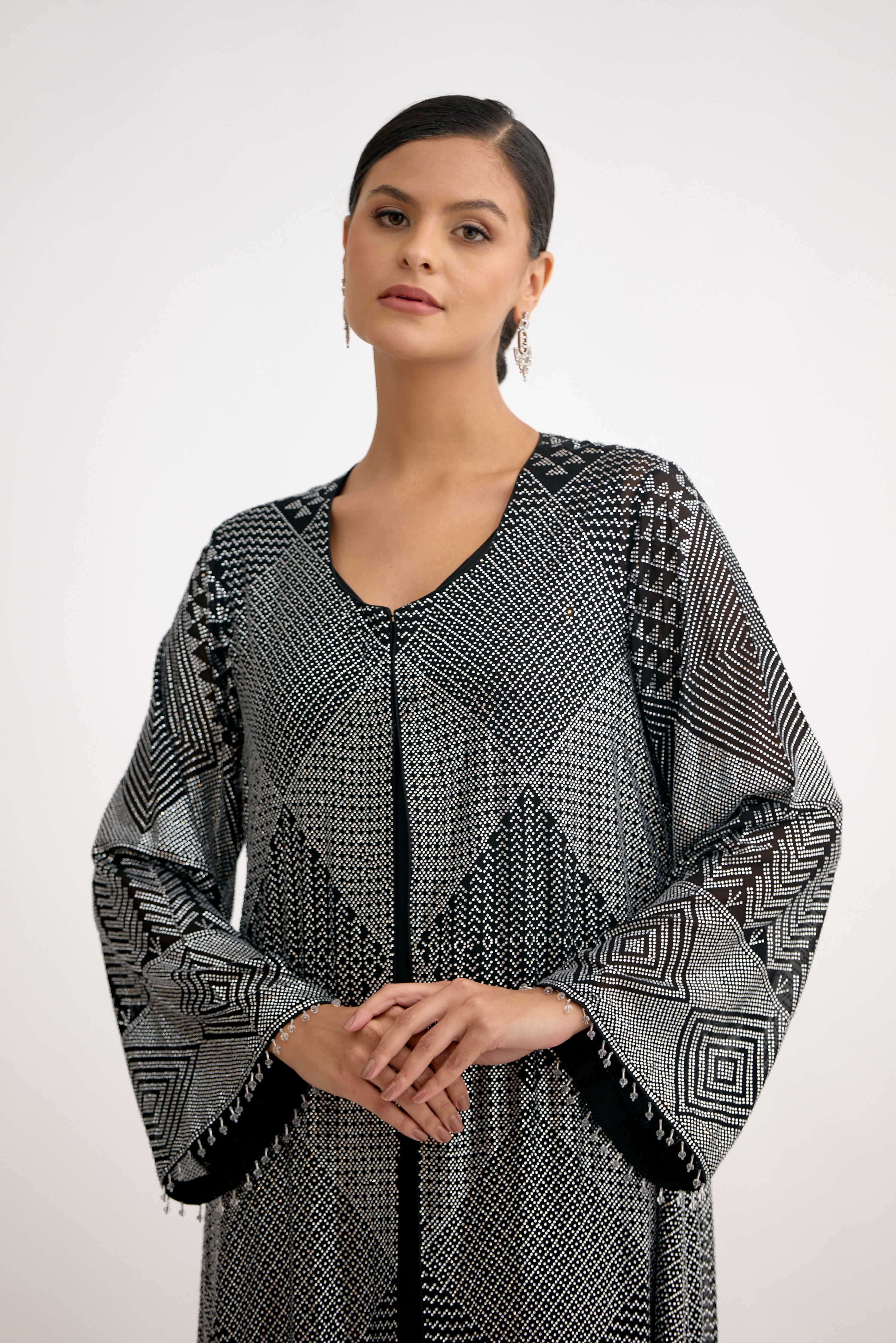 Crystal Mirage Tassel Cape Dress