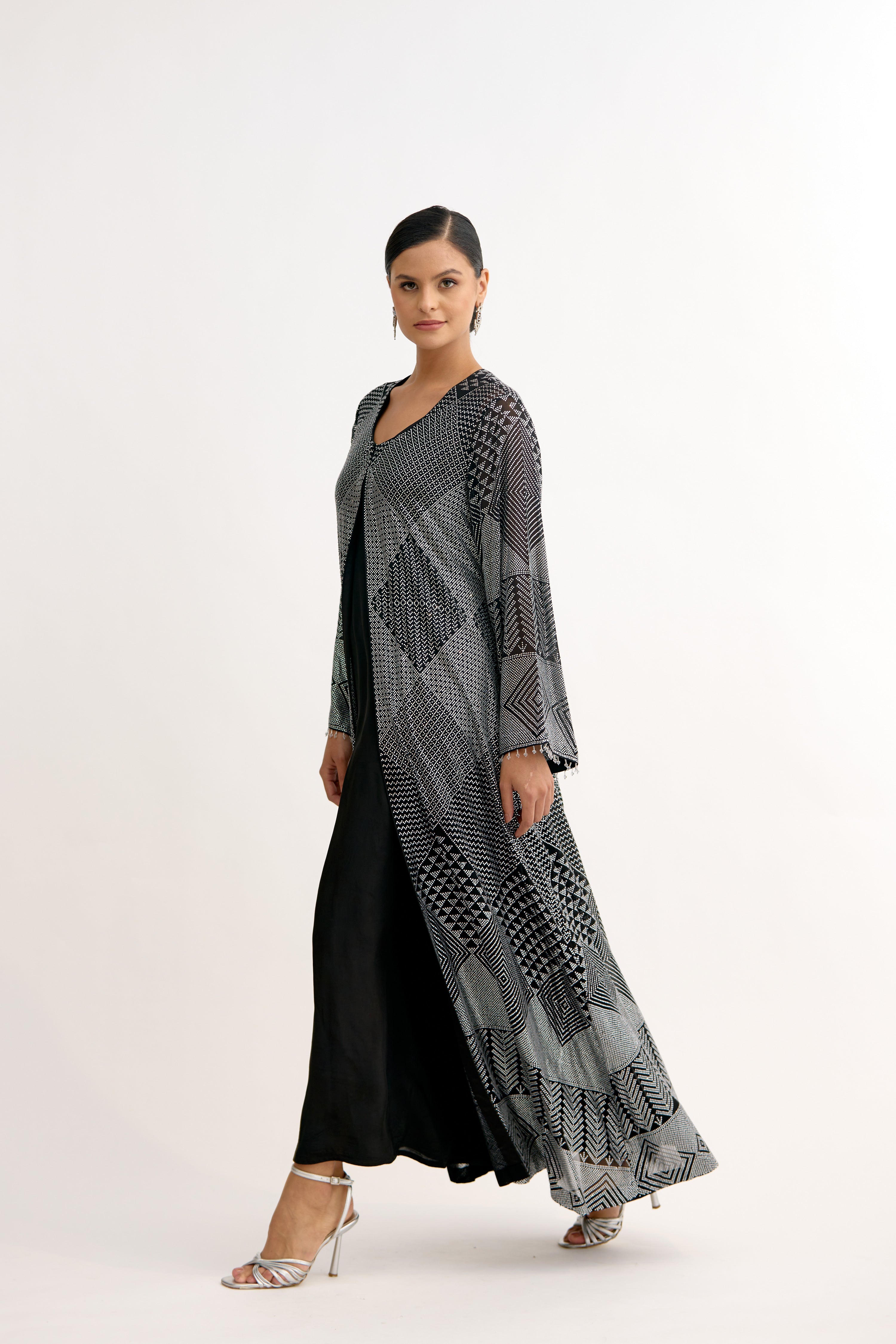 Crystal Mirage Tassel Cape Dress