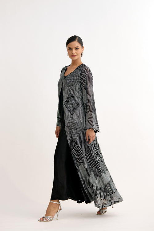 Crystal Mirage Tassel Cape Dress