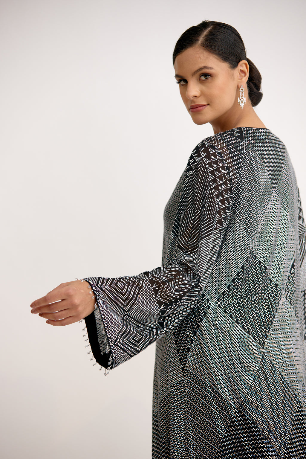 Crystal Mirage Tassel Cape Dress