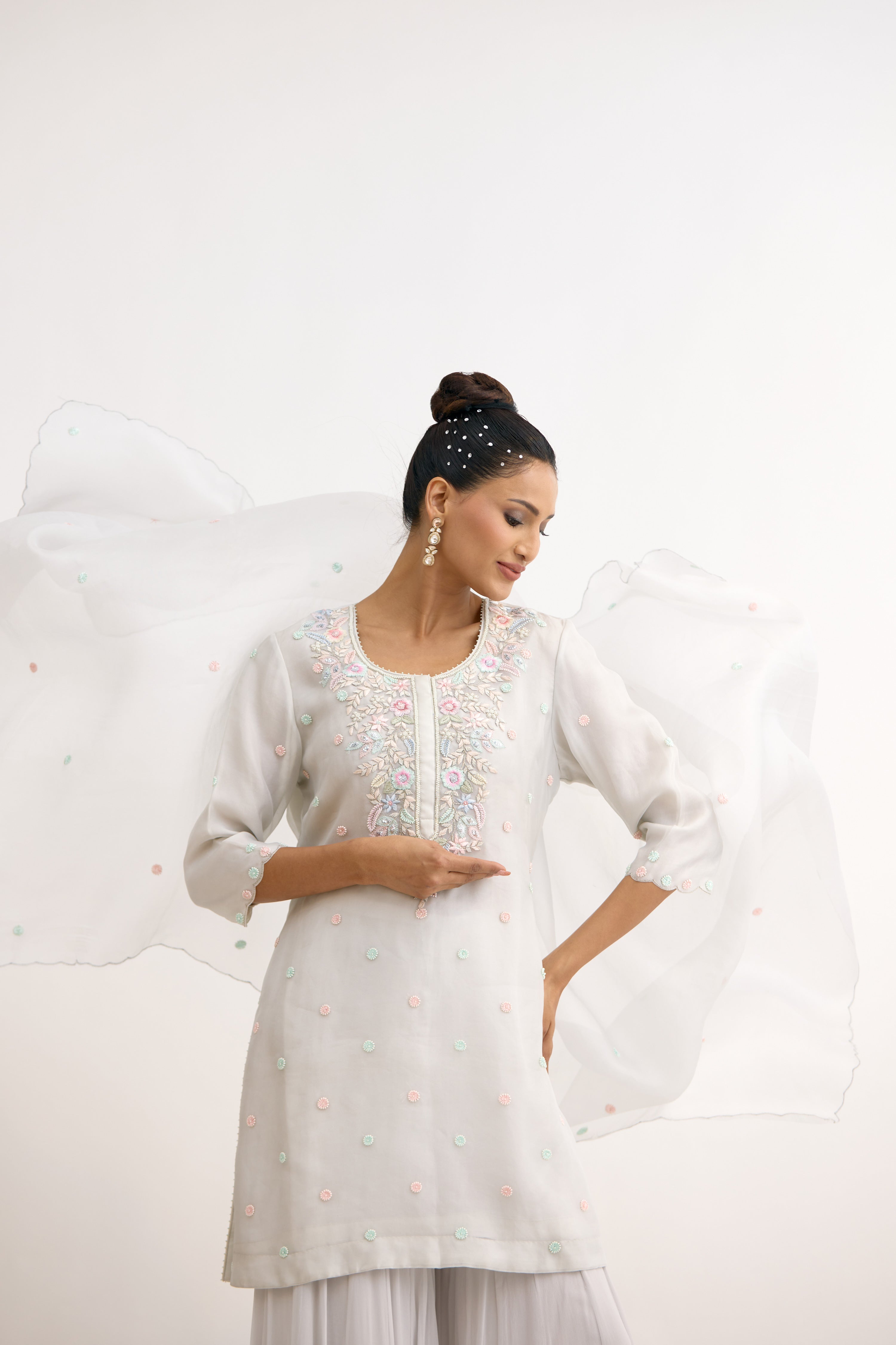 Aaira Sheesh Pearl Dabka Sharara Suit Set