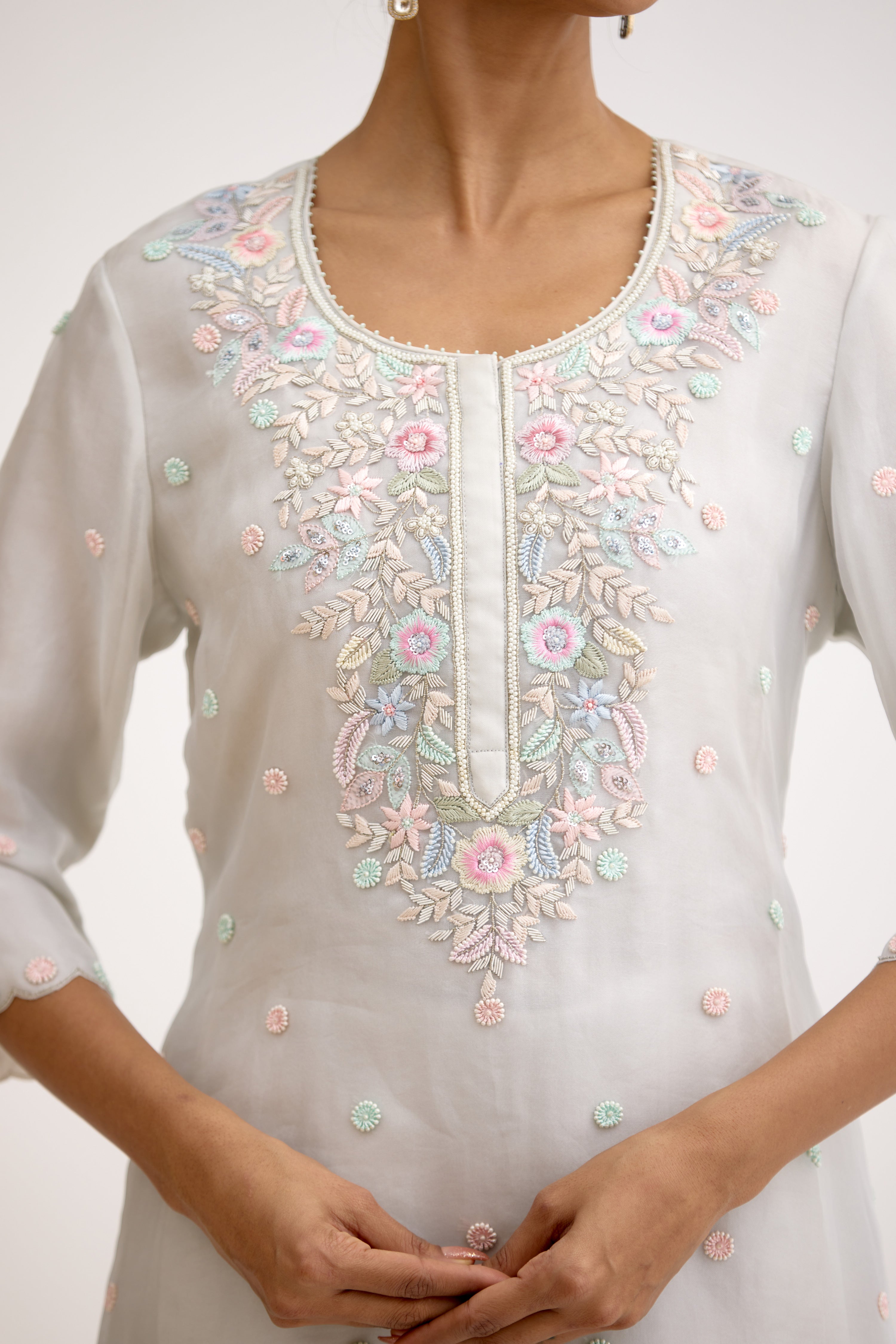 Aaira Sheesh Pearl Dabka Sharara Suit Set