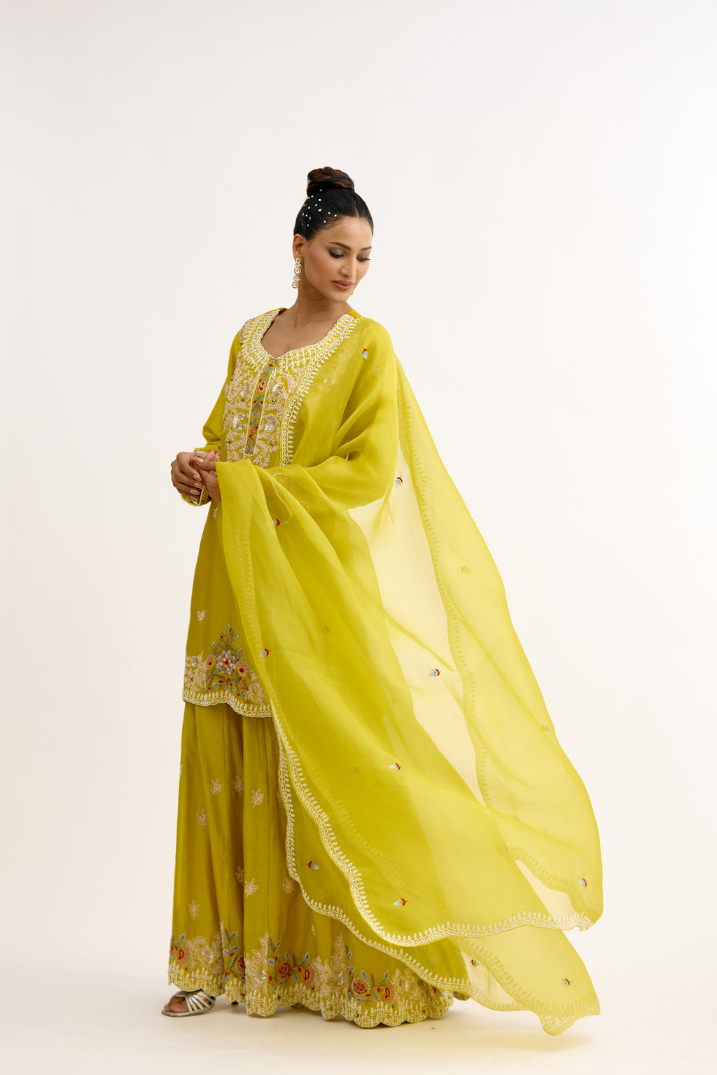Ruh-e-Gul Chanderi Dabka Sharara Suit Set