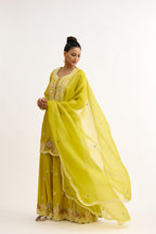 Ruh-e-Gul Chanderi Dabka Sharara Suit Set