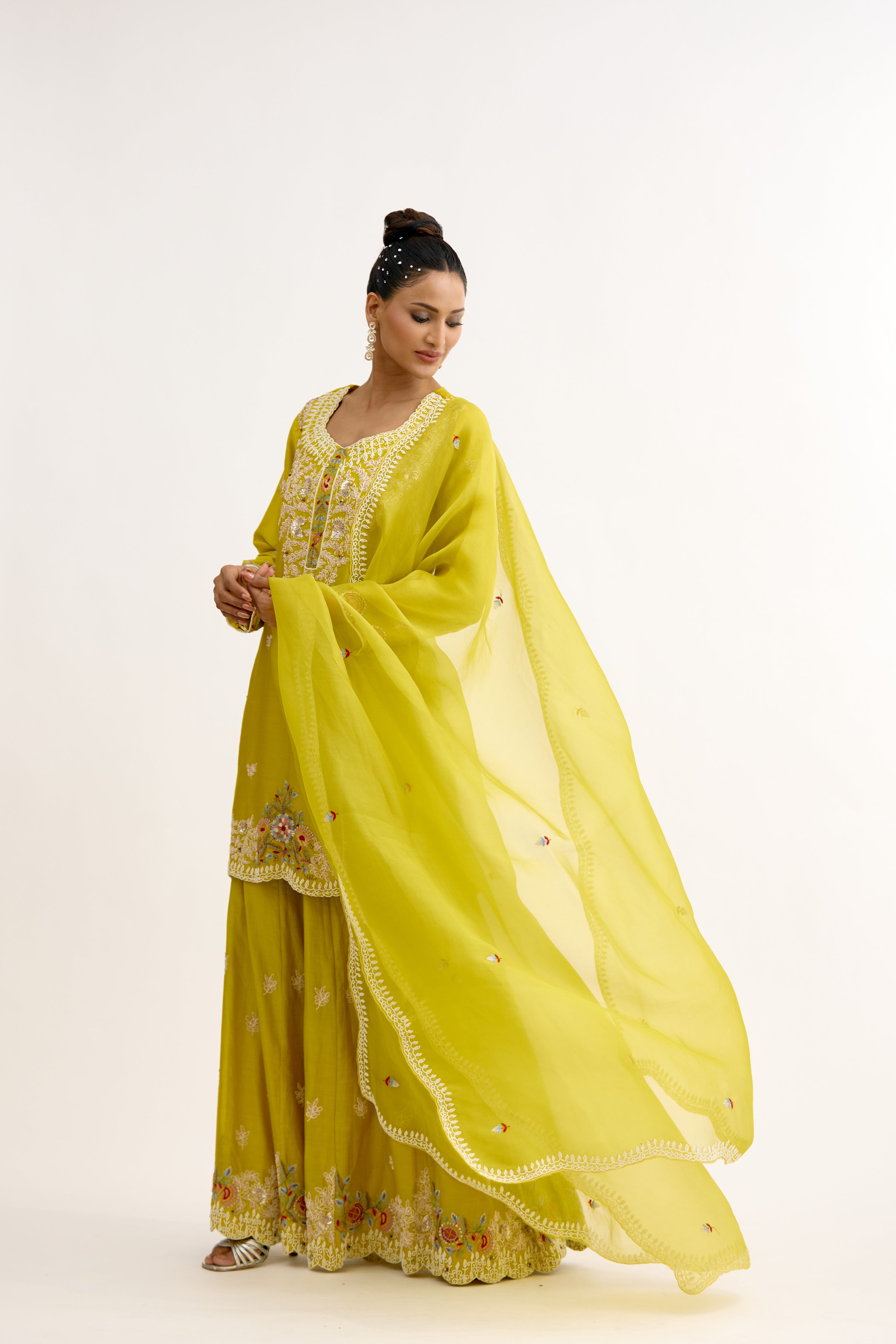 Ruh-e-Gul Chanderi Dabka Sharara Suit Set