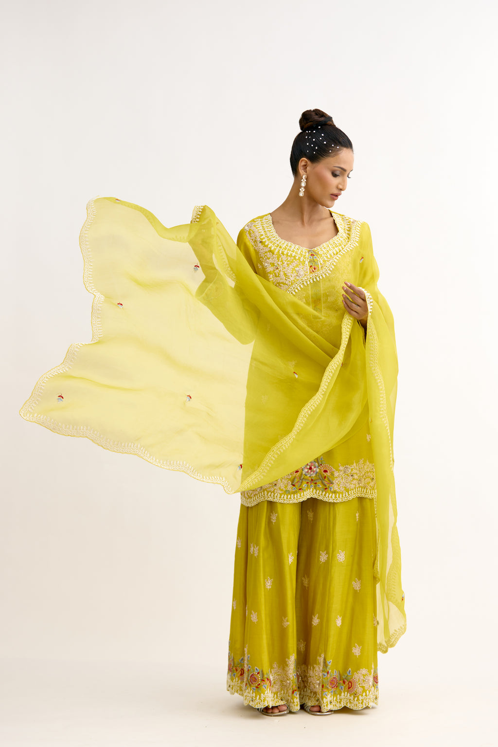 Ruh-e-Gul Chanderi Dabka Sharara Suit Set