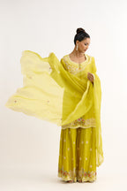 Ruh-e-Gul Chanderi Dabka Sharara Suit Set