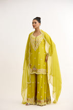 Ruh-e-Gul Chanderi Dabka Sharara Suit Set