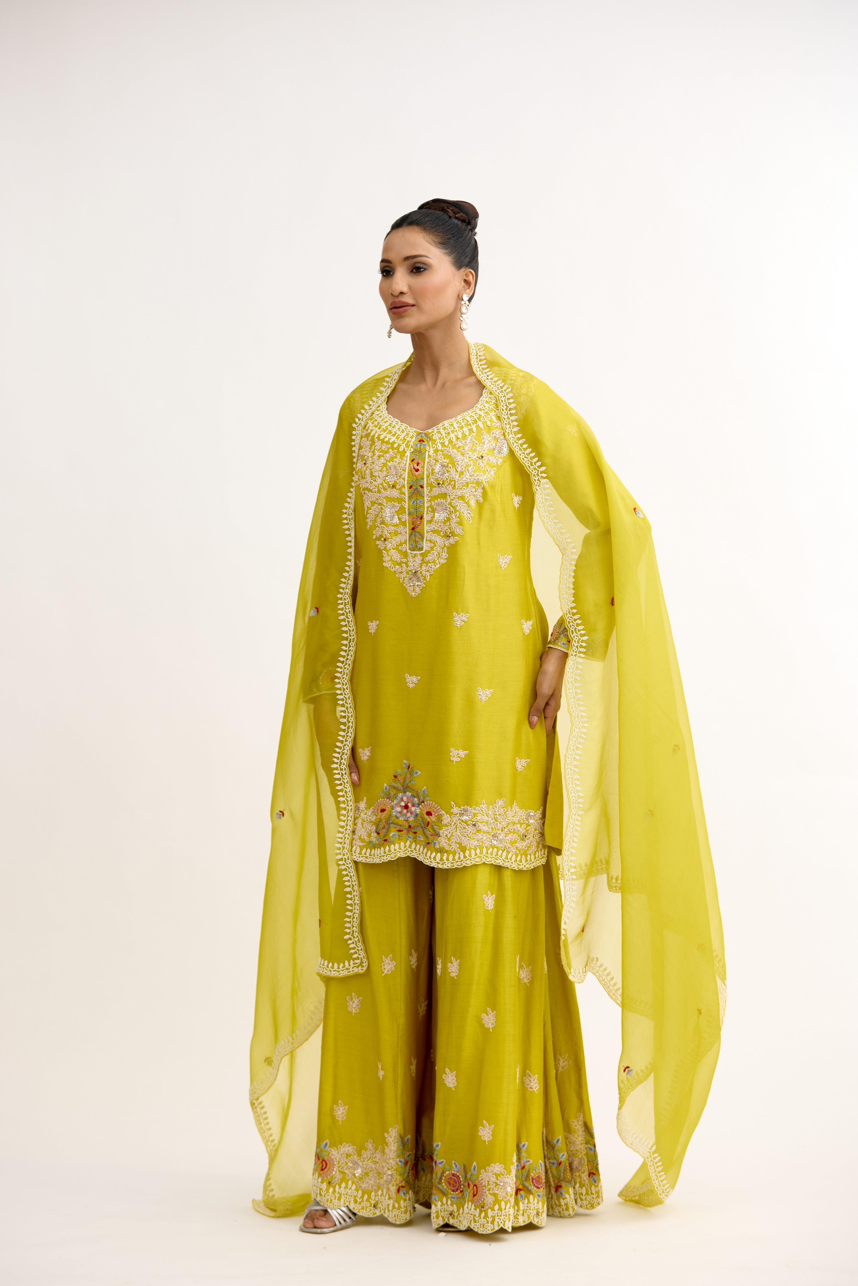 Ruh-e-Gul Chanderi Dabka Sharara Suit Set