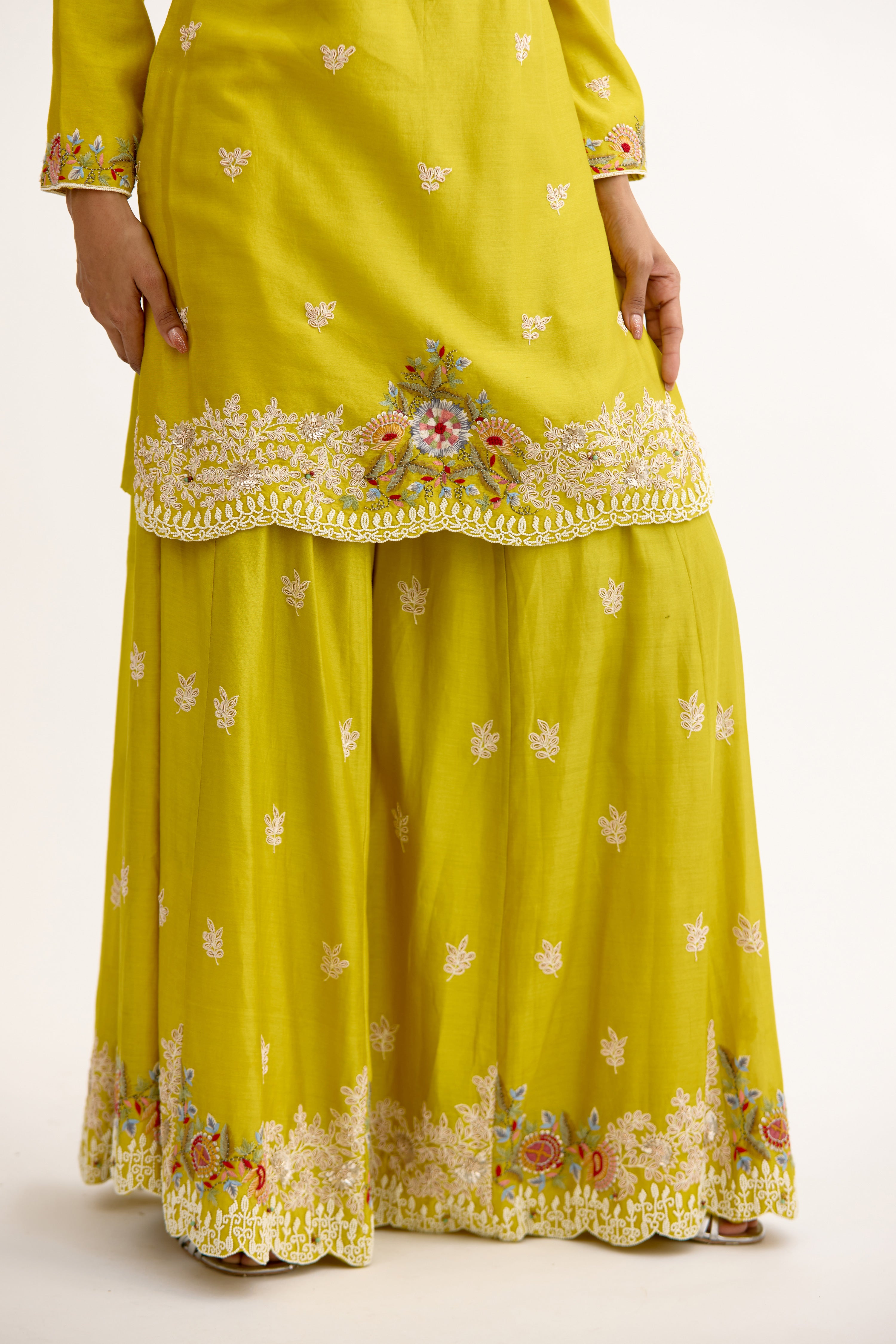 Ruh-e-Gul Chanderi Dabka Sharara Suit Set