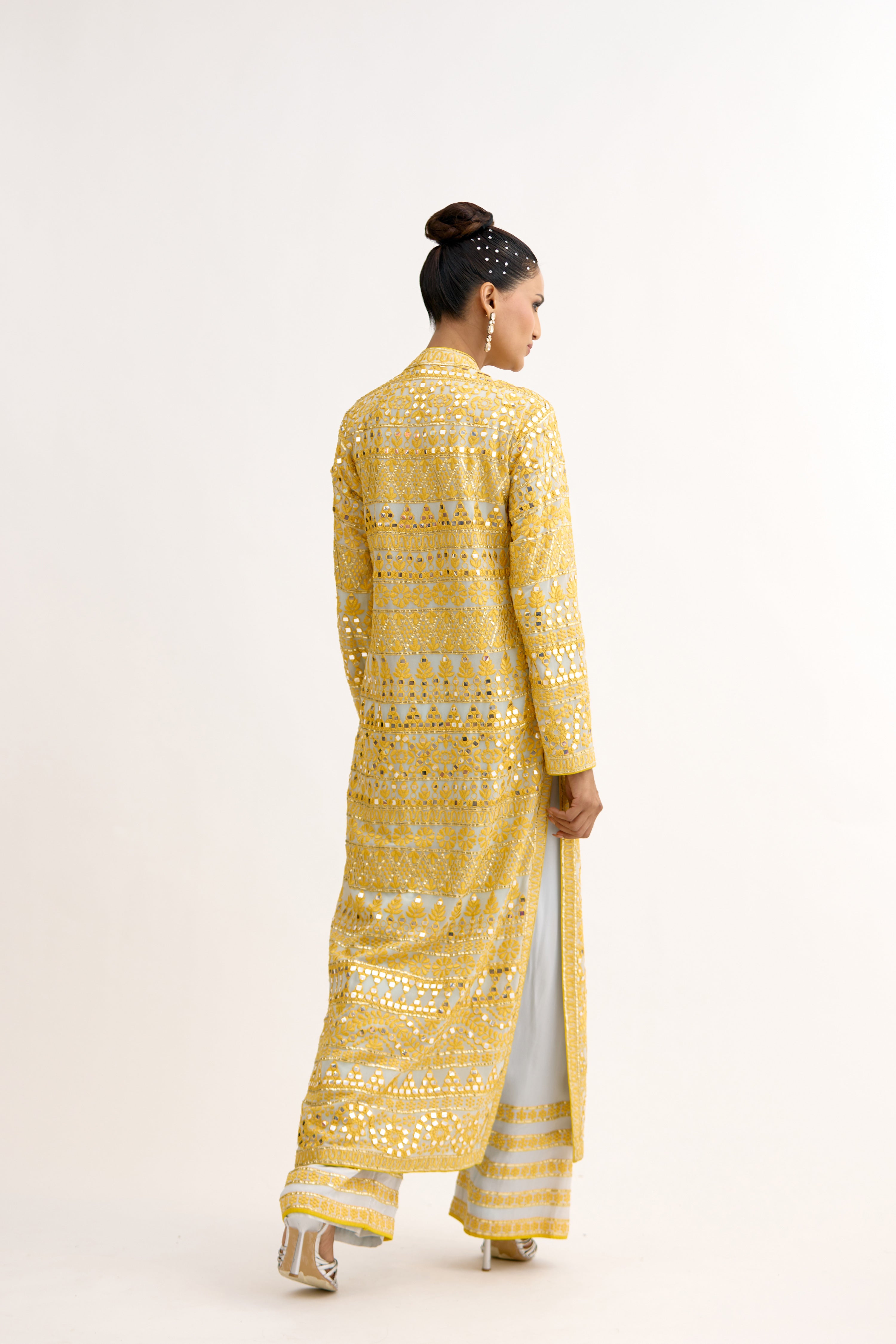Noor-e-Peeli Patra Work Straight Suit Set