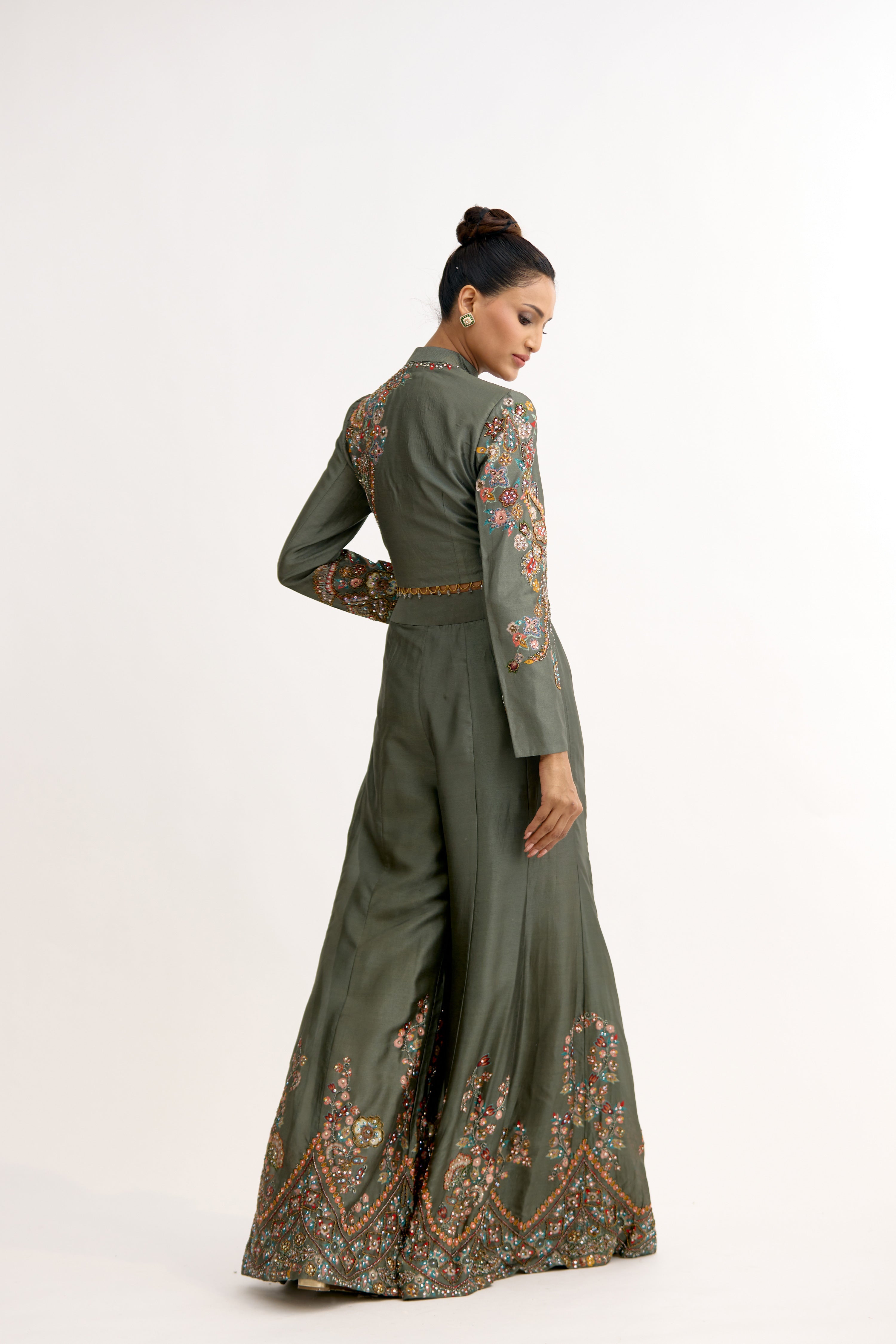 Noor-e-Chanderi Crystal Hand-Embroidered Indo Western