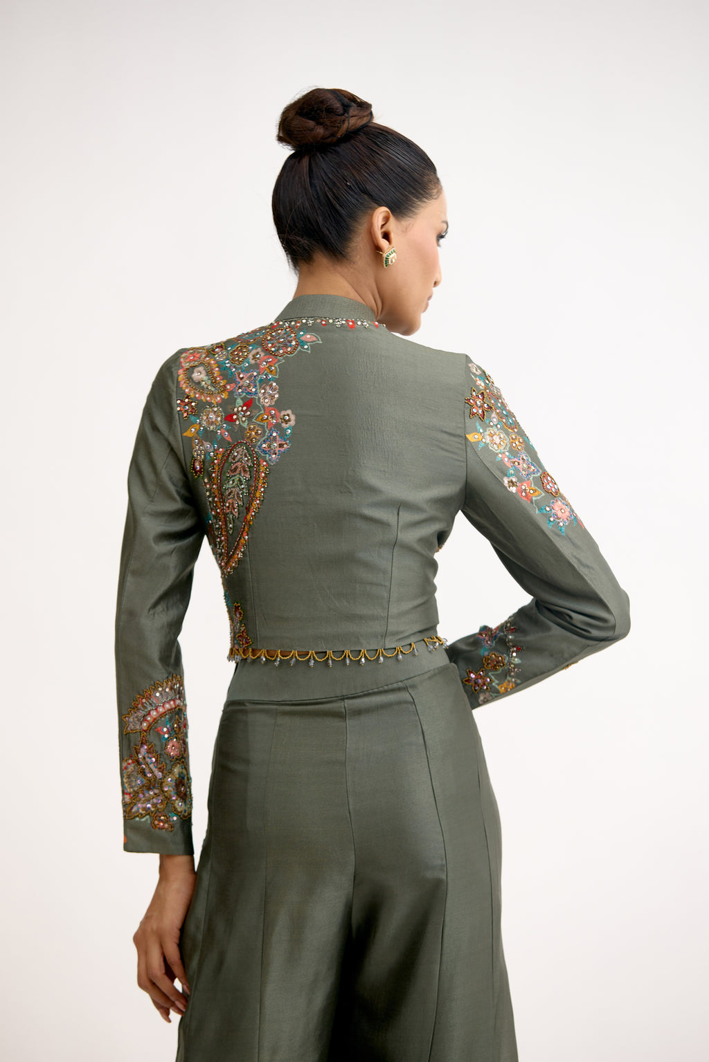 Noor-e-Chanderi Crystal Hand-Embroidered Indo Western